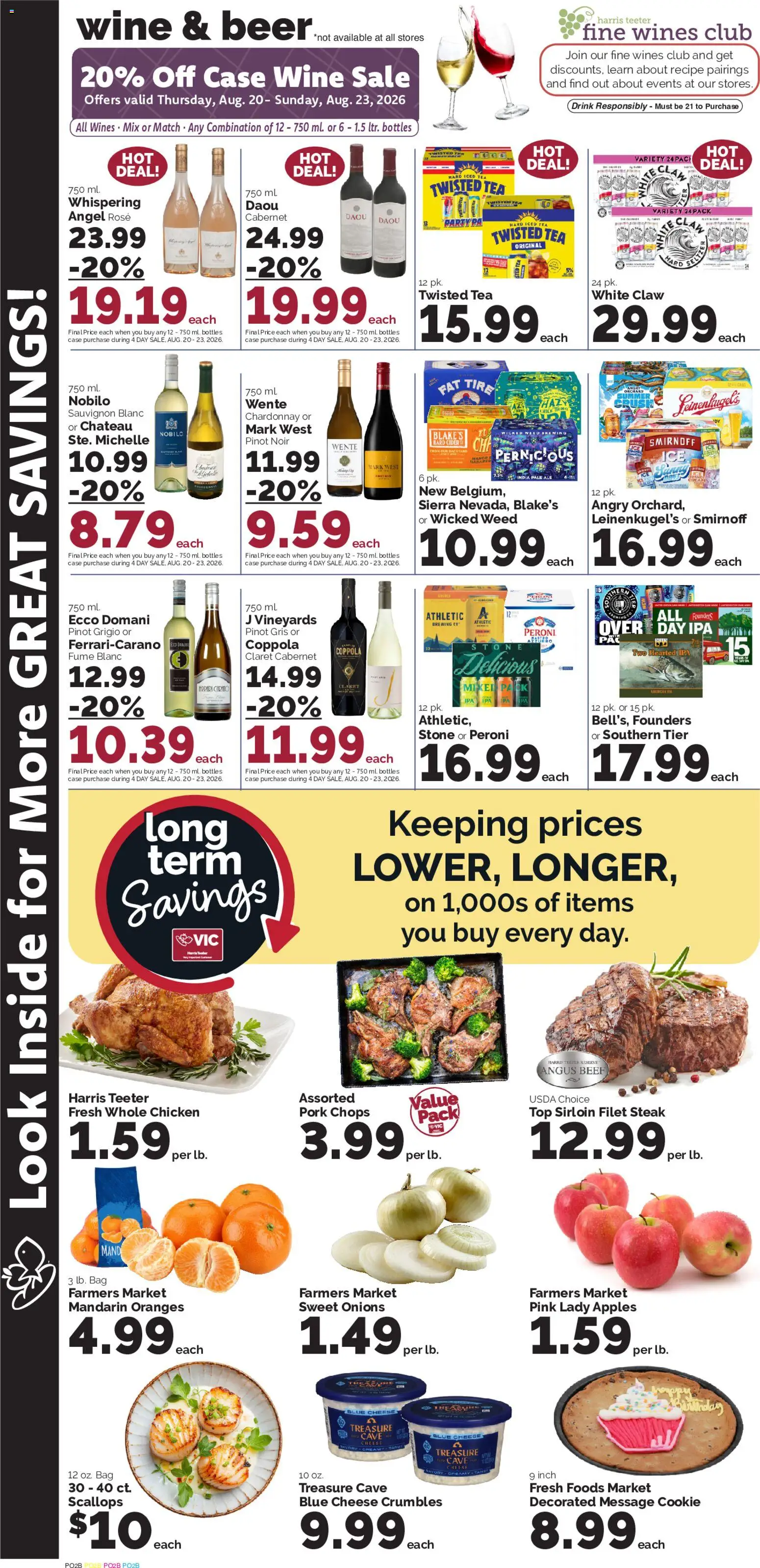 Harris Teeter Weekly Ad - NC - valid from 08/19/2026 | Page: 9 | Products: Wine, Tea, Whole chicken, Filet