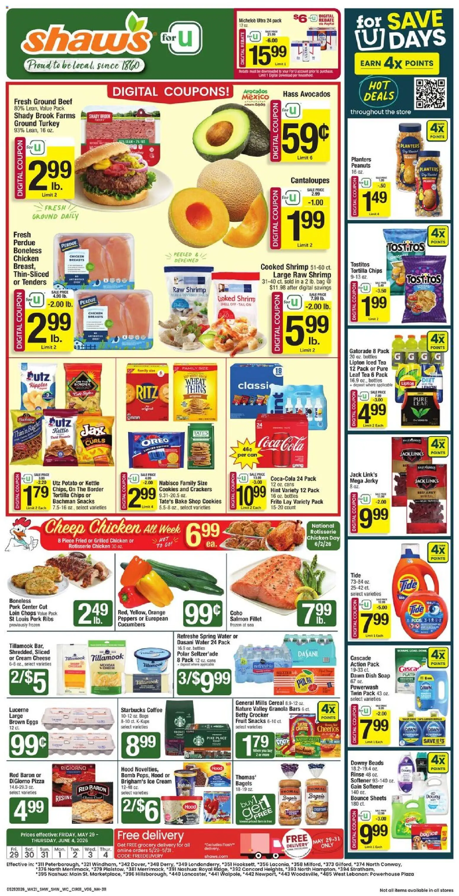 Shaw's Weekly Ad - NH - valid from 29.05.2026 | Page: 1 | Products: Peppers, Eggs, Chips, Cookies