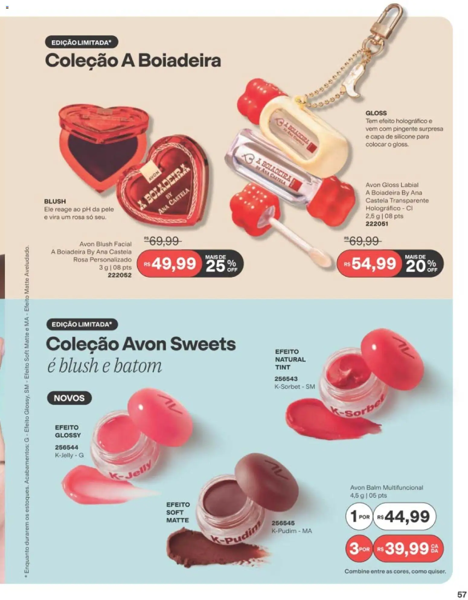 Avon Folheto - válido de 19/07/2026 | Página: 57 | Produtos: Blush, Batom, Gloss labial, Pingente
