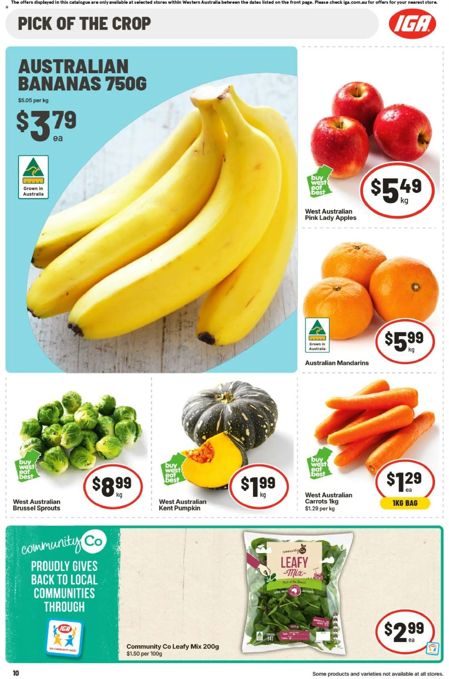 IGA catalogue - valid from 19/08/2026 | Page: 10 | Products: Bananas, Carrots, Pumpkin, Bag