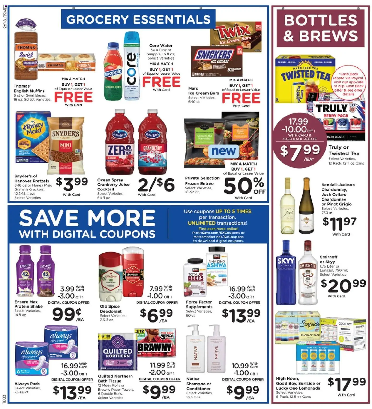 Pick ‘n Save Weekly Ad - valid from 03.06.2026 | Page: 8 | Products: Bath, Pads, Vodka, Ice cream