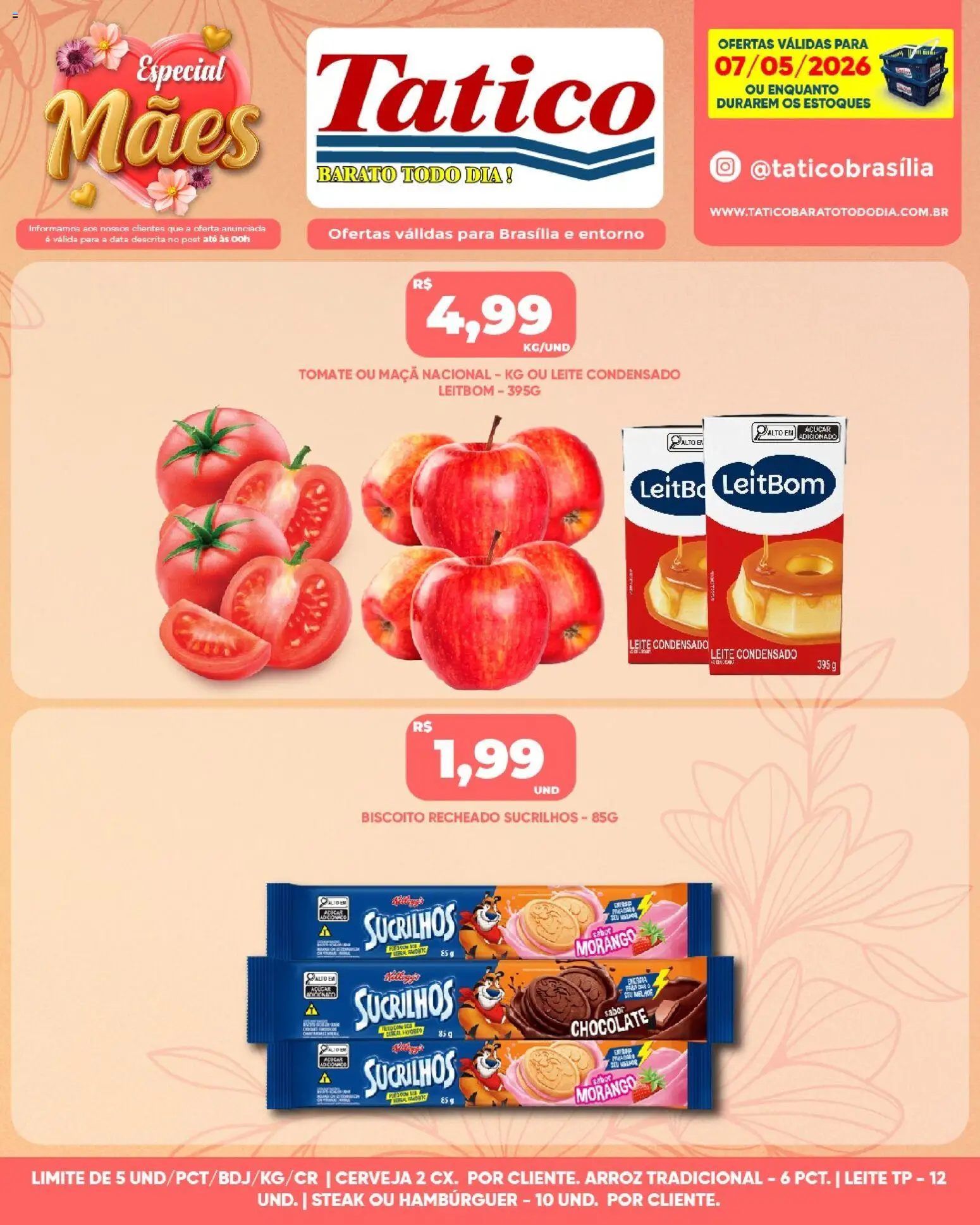 Tatico Folheto - válido de 07.05.2026 | Página: 2 | Produtos: Biscoito, Leite, Hambúrguer, Açúcar