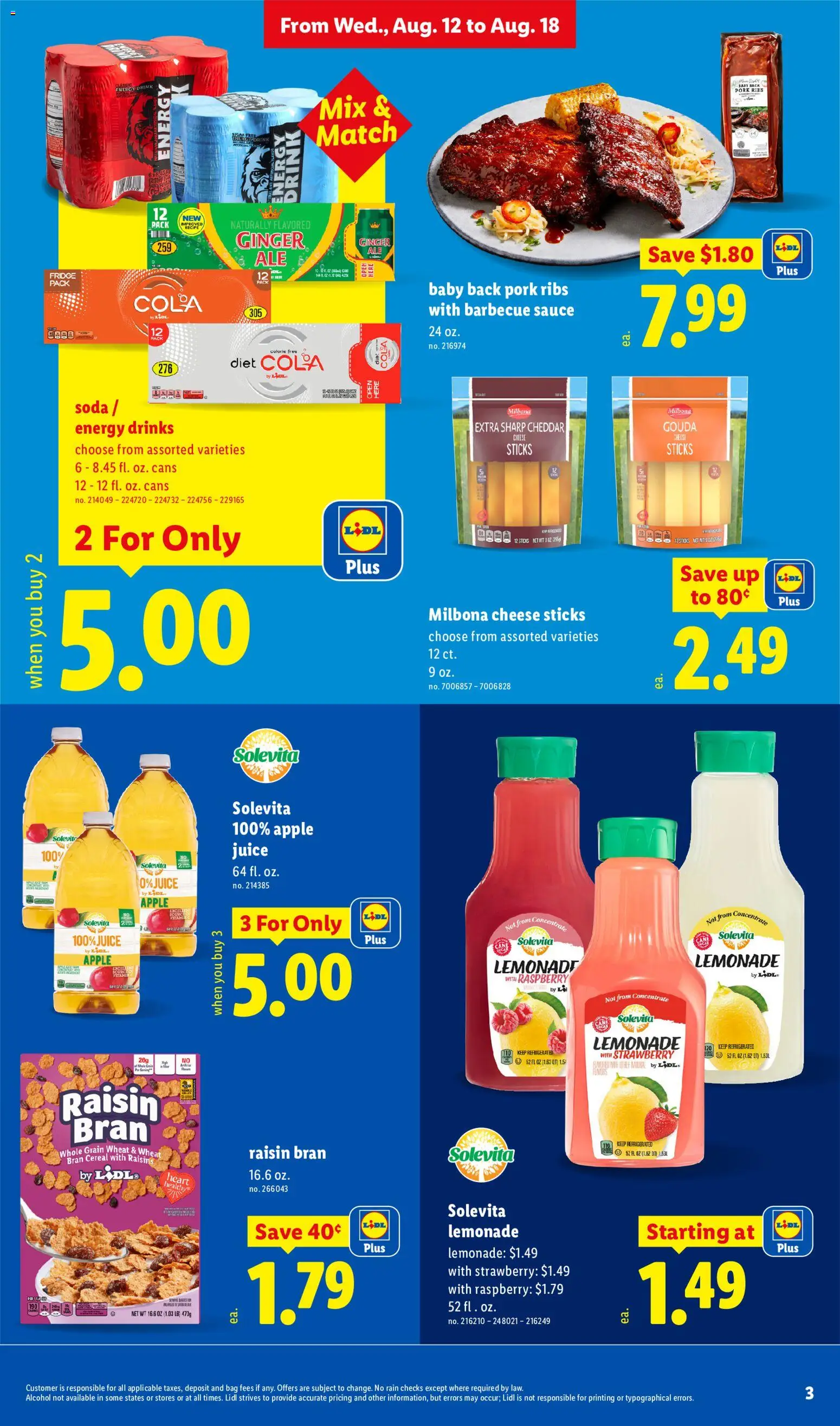 Lidl Weekly Ad - valid from 08/12/2026 | Page: 3 | Products: Pork ribs, Gouda cheese, Alcohol, Sauce