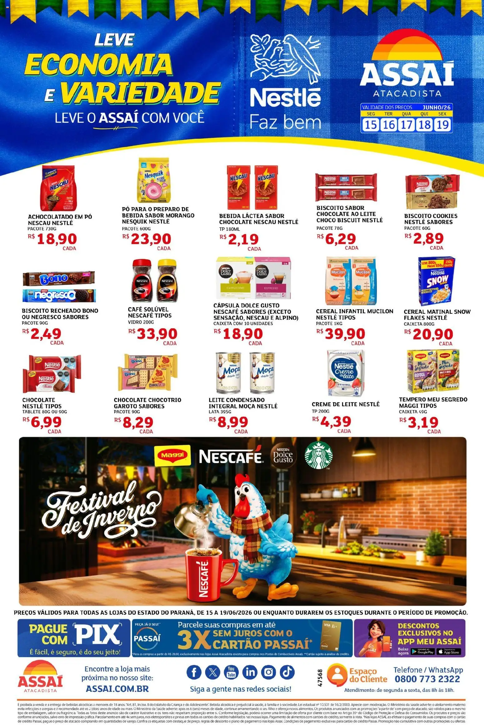 Assaí Atacadista Folheto - válido de 15.06.2026 | Página: 1 | Produtos: Creme, Bebida, Creme de leite, Cookies