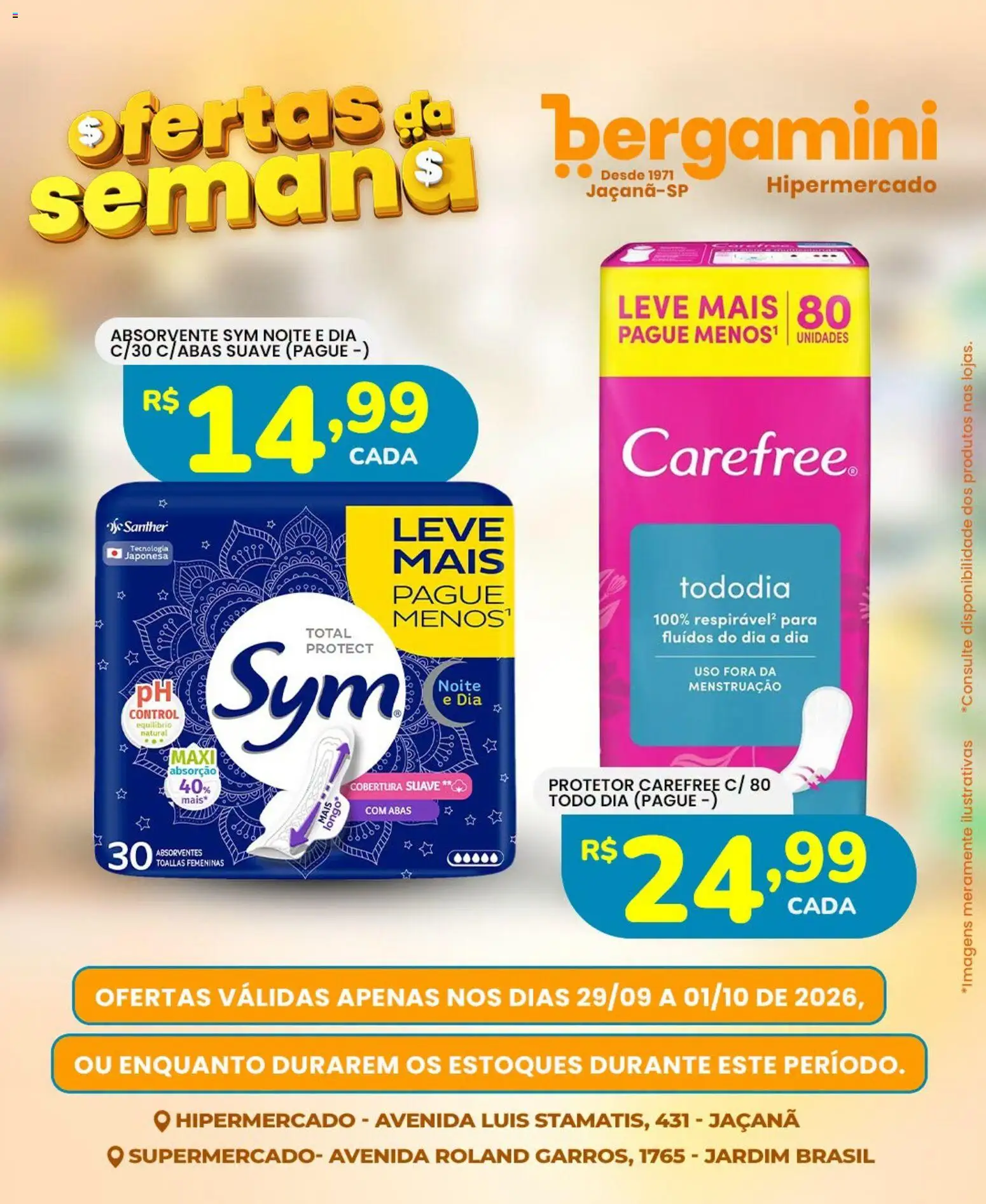 Supermercado Bergamini Folheto - válido de 29/09/2026 | Página: 14 | Produtos: Absorvente
