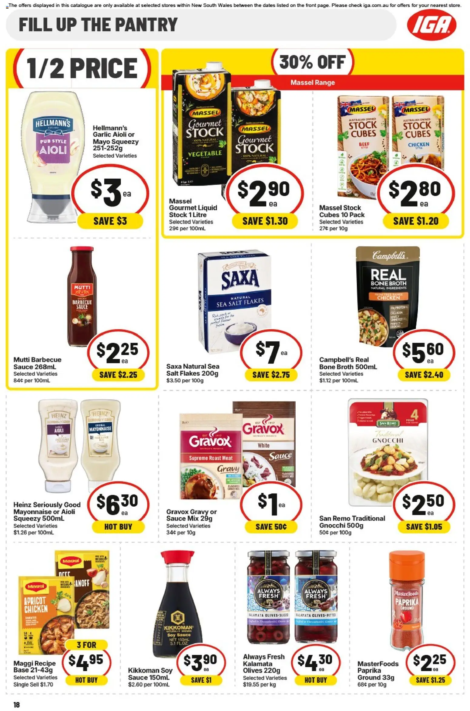 IGA catalogue - valid from 01/07/2026 | Page: 18 | Products: Olives, Paprika, Sauce, Salt