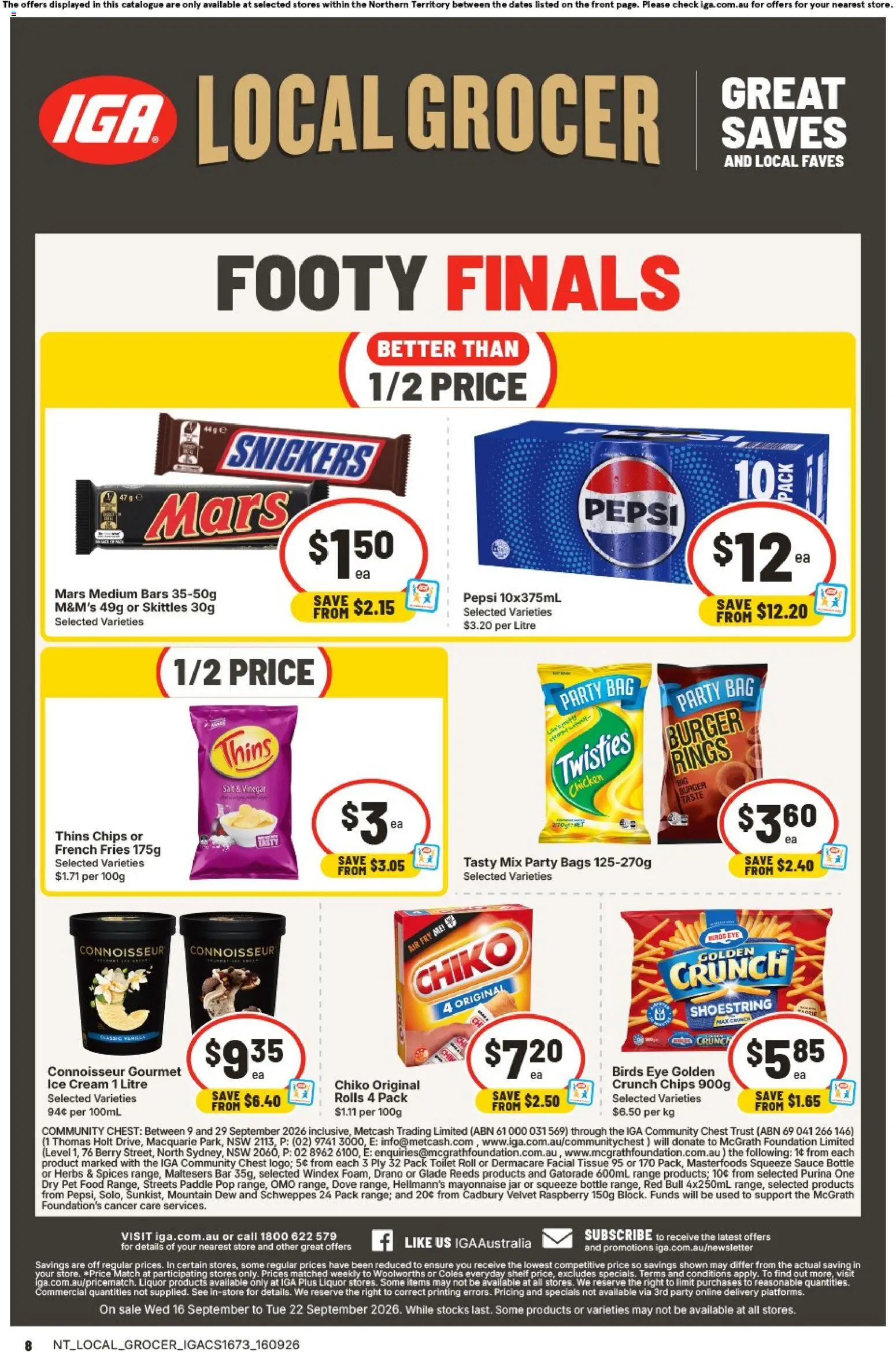IGA catalogue - valid from 16/09/2026 | Page: 2 | Products: Chicken, Cream, Snickers, Foundation