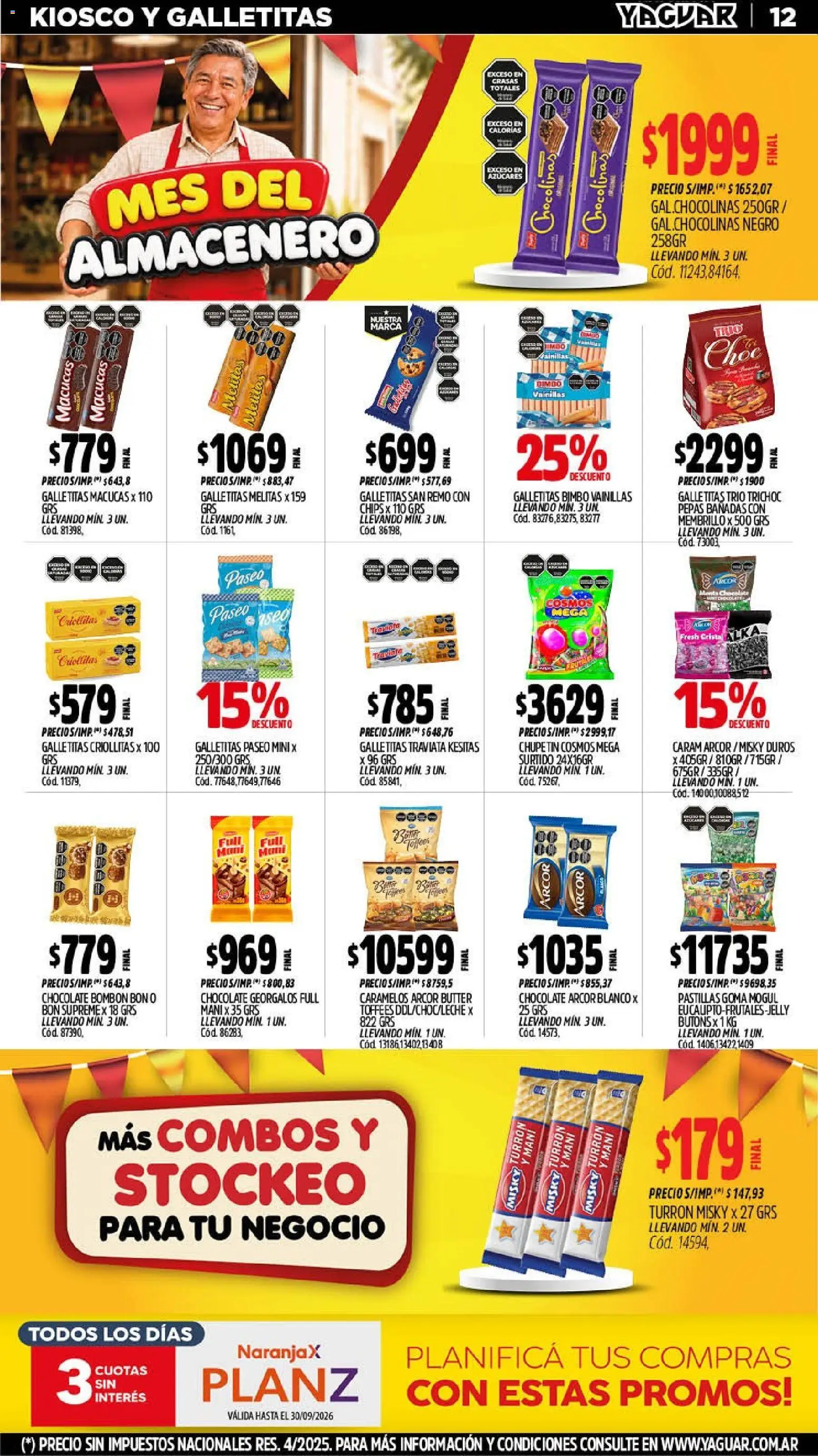 Yaguar - Oferta Semanal Mendoza │ válido desde el 14/09/2026 | Página: 12 | Productos: Galletitas, Mani, Chocolate, Turrón