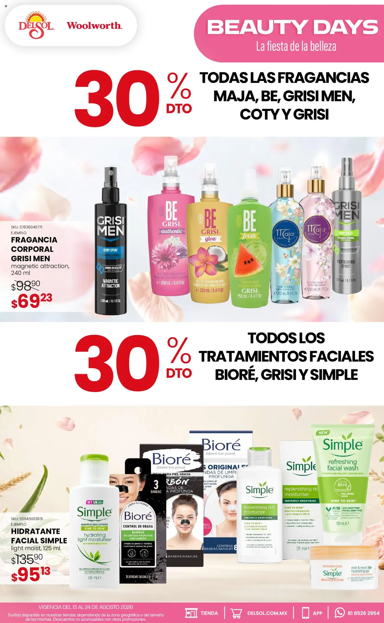 Nuevas ofertas de Del Sol y Woolworth válidas en toda la República Mexicana desde el 13/08/2026. ¡Encuentra las mejores ofertas en Del Sol y Woolworth katalog Beauty Days! | Página: 7 | Productos: Sales, Body, Perfume, Fragancia