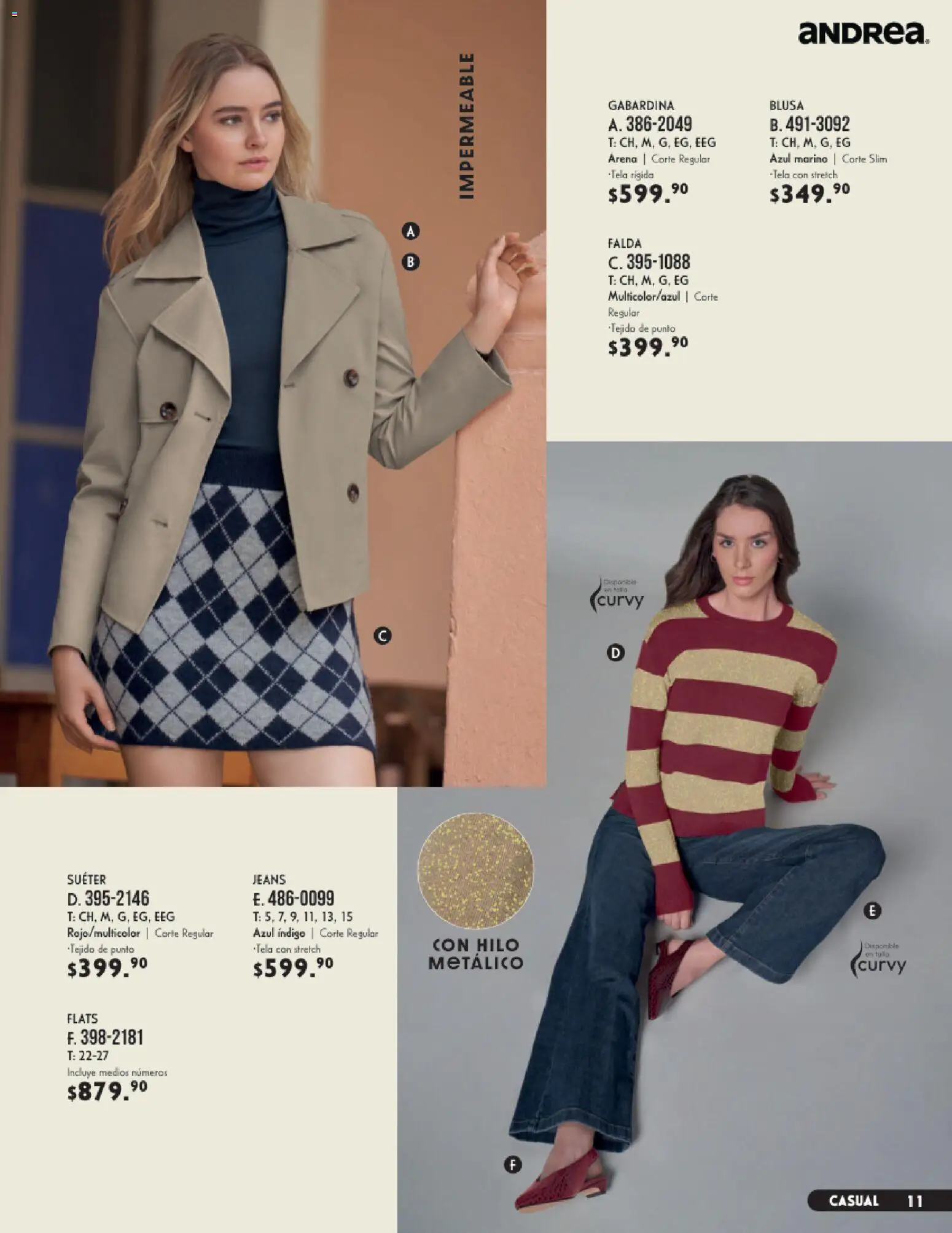 Nuevas ofertas de Andrea válidas en toda la República Mexicana desde el 23/08/2026. ¡Encuentra las mejores ofertas en Andrea catálogo Vestir! | Página: 11 | Productos: Blusa, Suéter, Falda