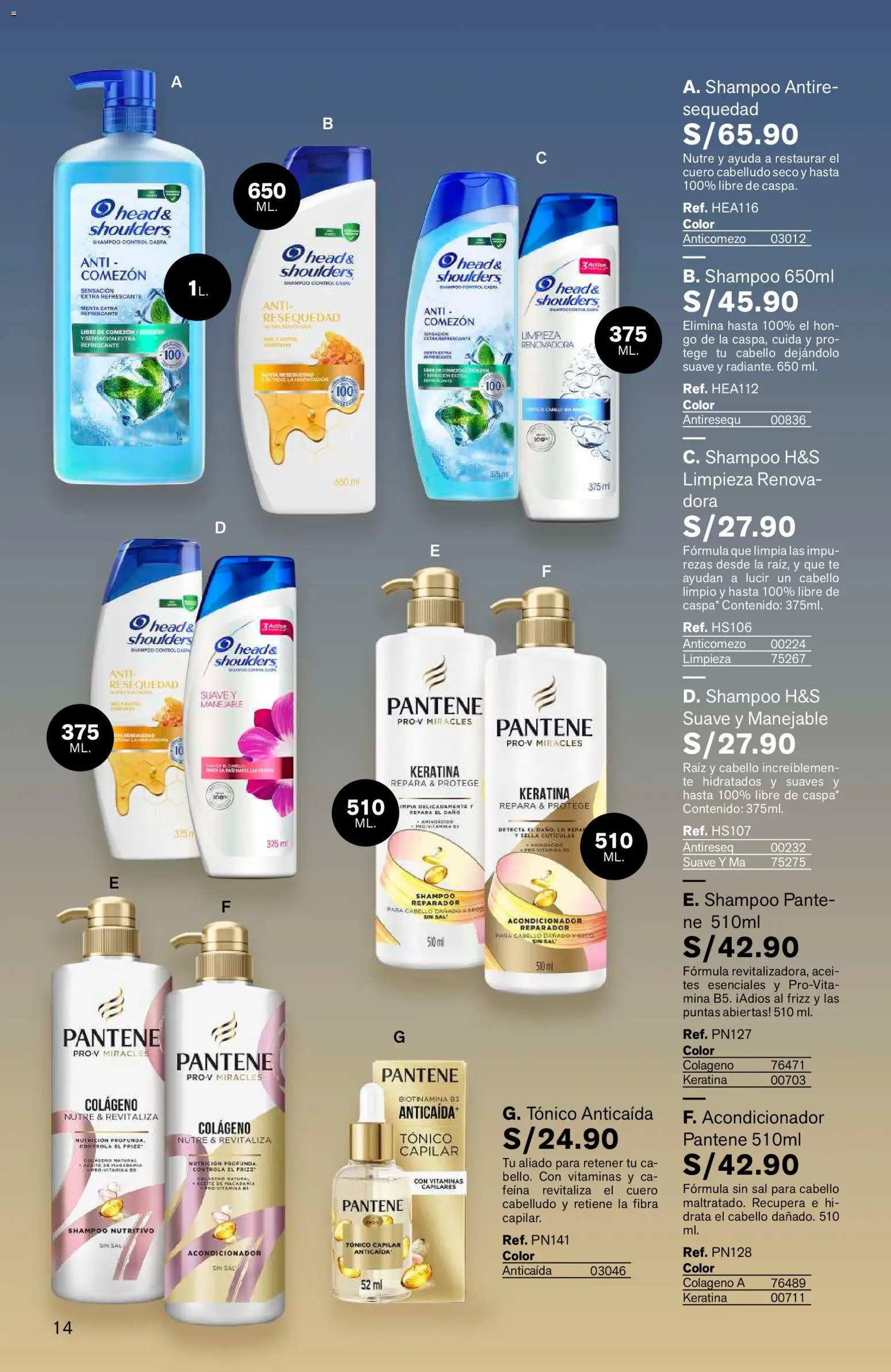 Catálogo Leonisa válido desde 04/08/2026 | Página: 14 | Productos: Shampoo, Acondicionador, Té