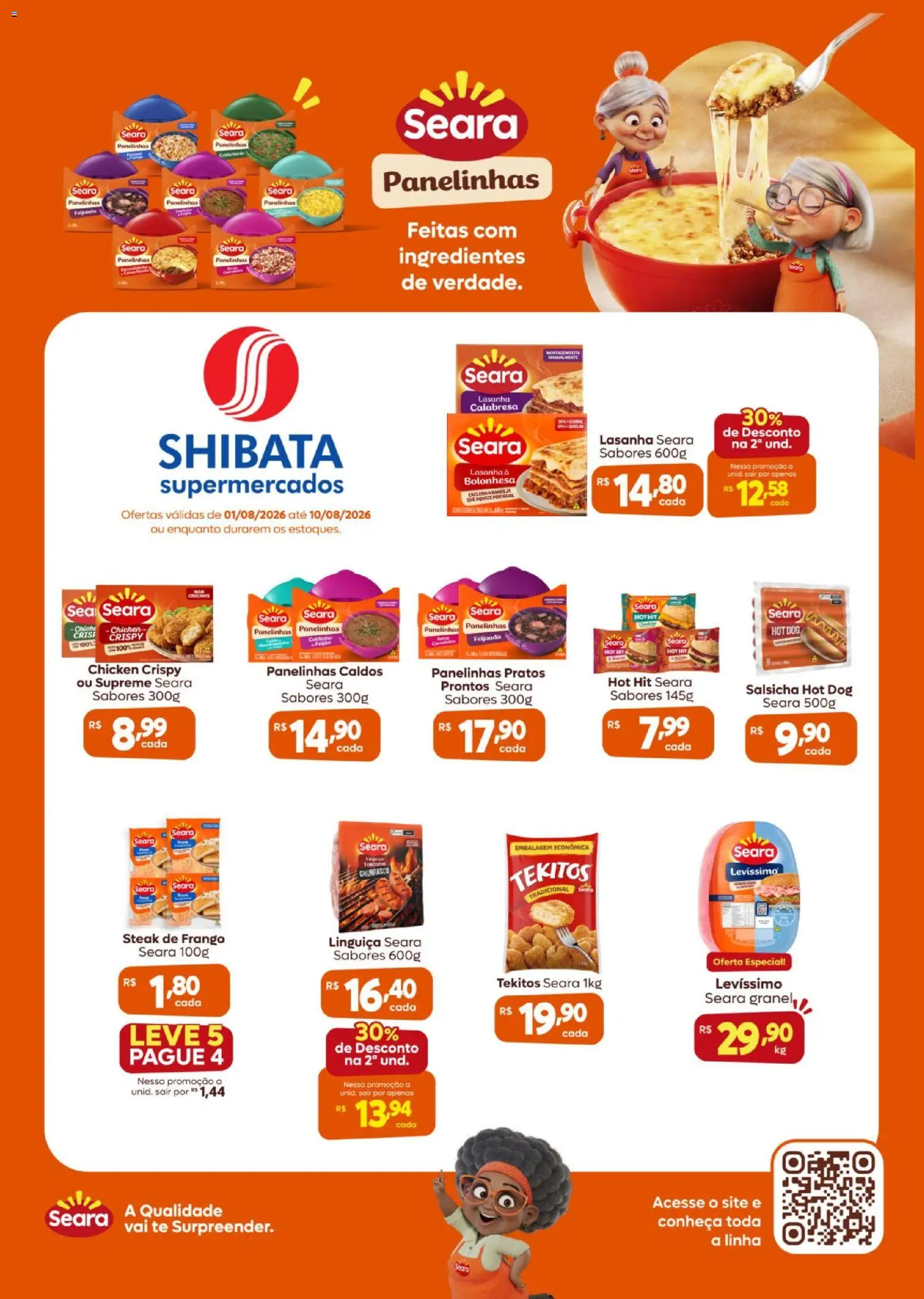 Shibata Folheto - válido de 01/08/2026 | Página: 1 | Produtos: Salsicha, Linguiça, Bandeja, Frango