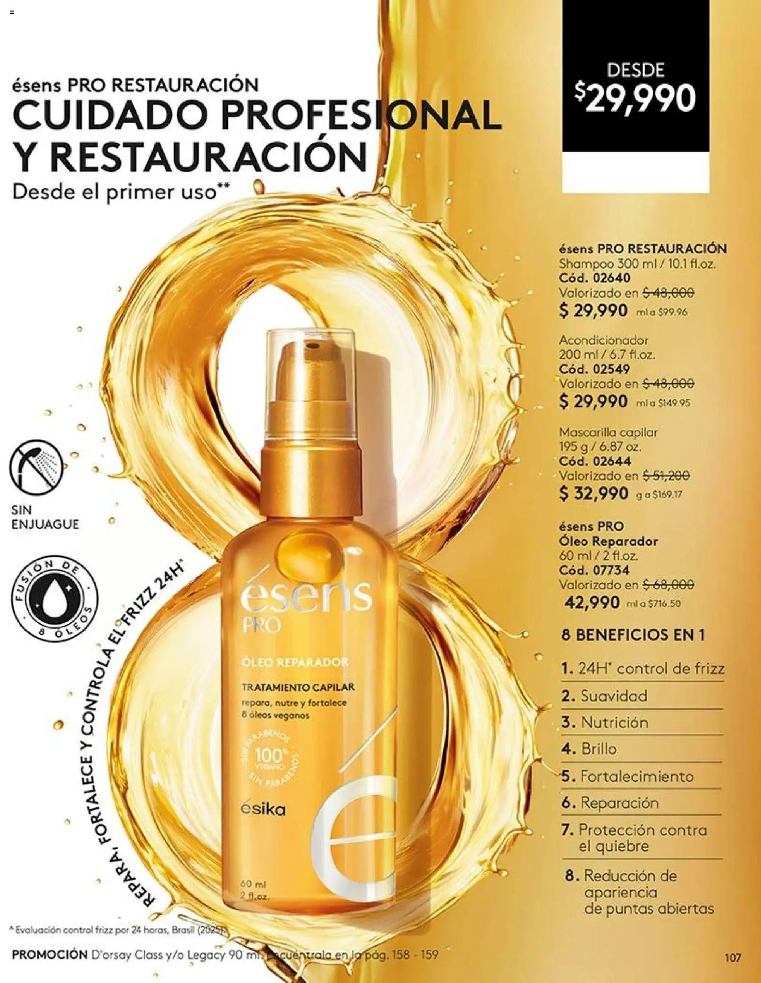 Ésika revista - valida desde el 28/08/2026 | Página: 107 | Productos: Shampoo, Brillo, Mascarilla, Acondicionador