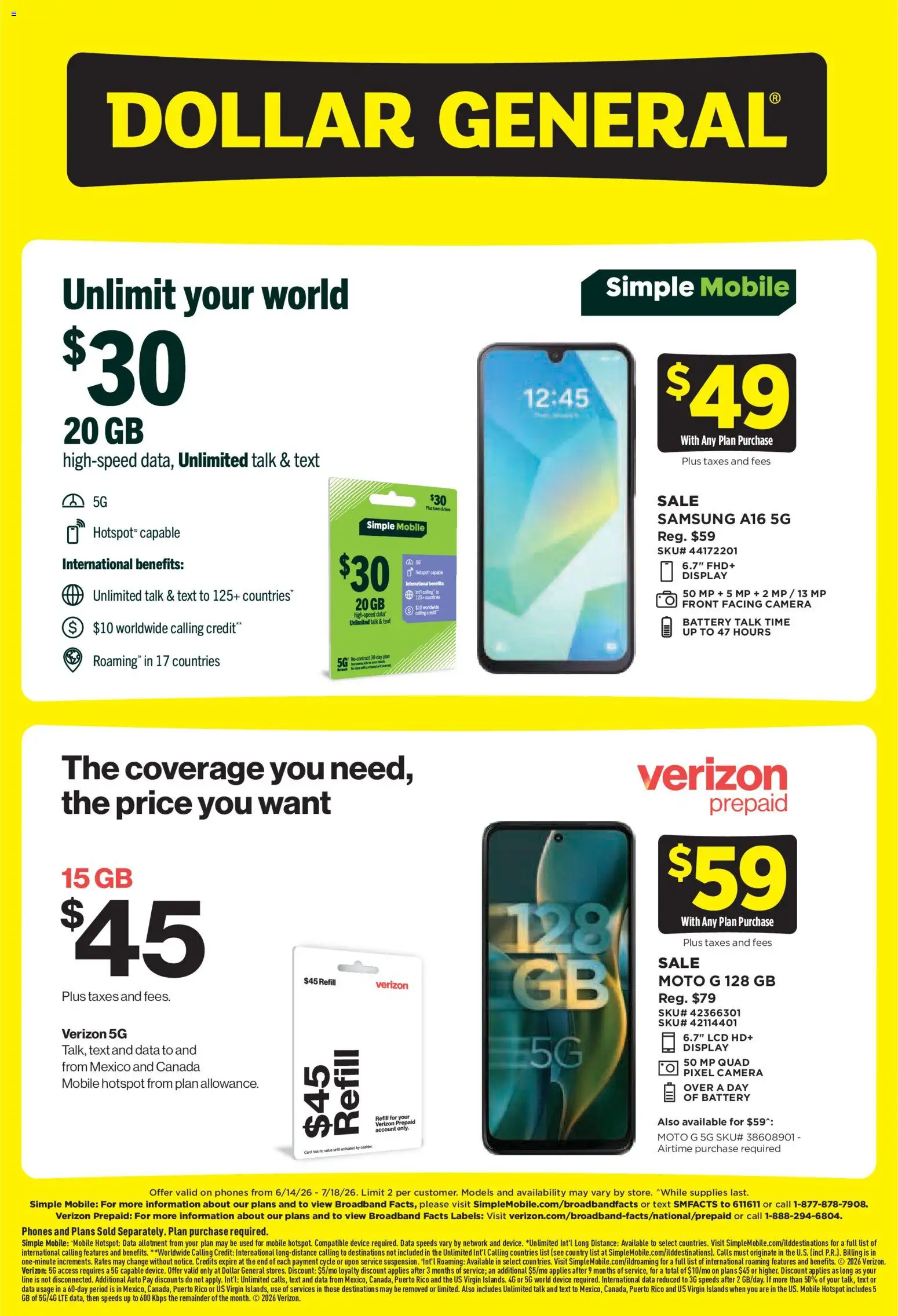 Dollar General Wireless Deals - valid from 14.06.2026 | Page: 2 | Products: Battery, Camera