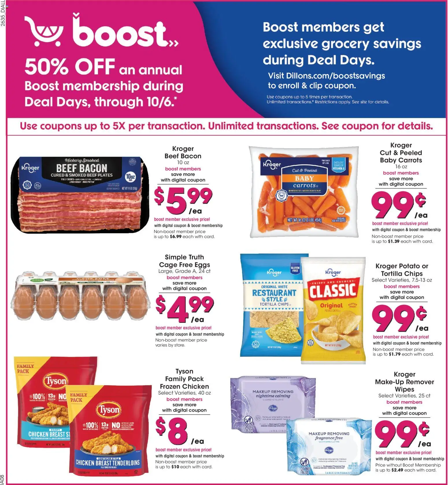 Dillons Weekly Ad - valid from 09/30/2026 | Page: 8 | Products: Clip, Eggs, Bacon, Carrots