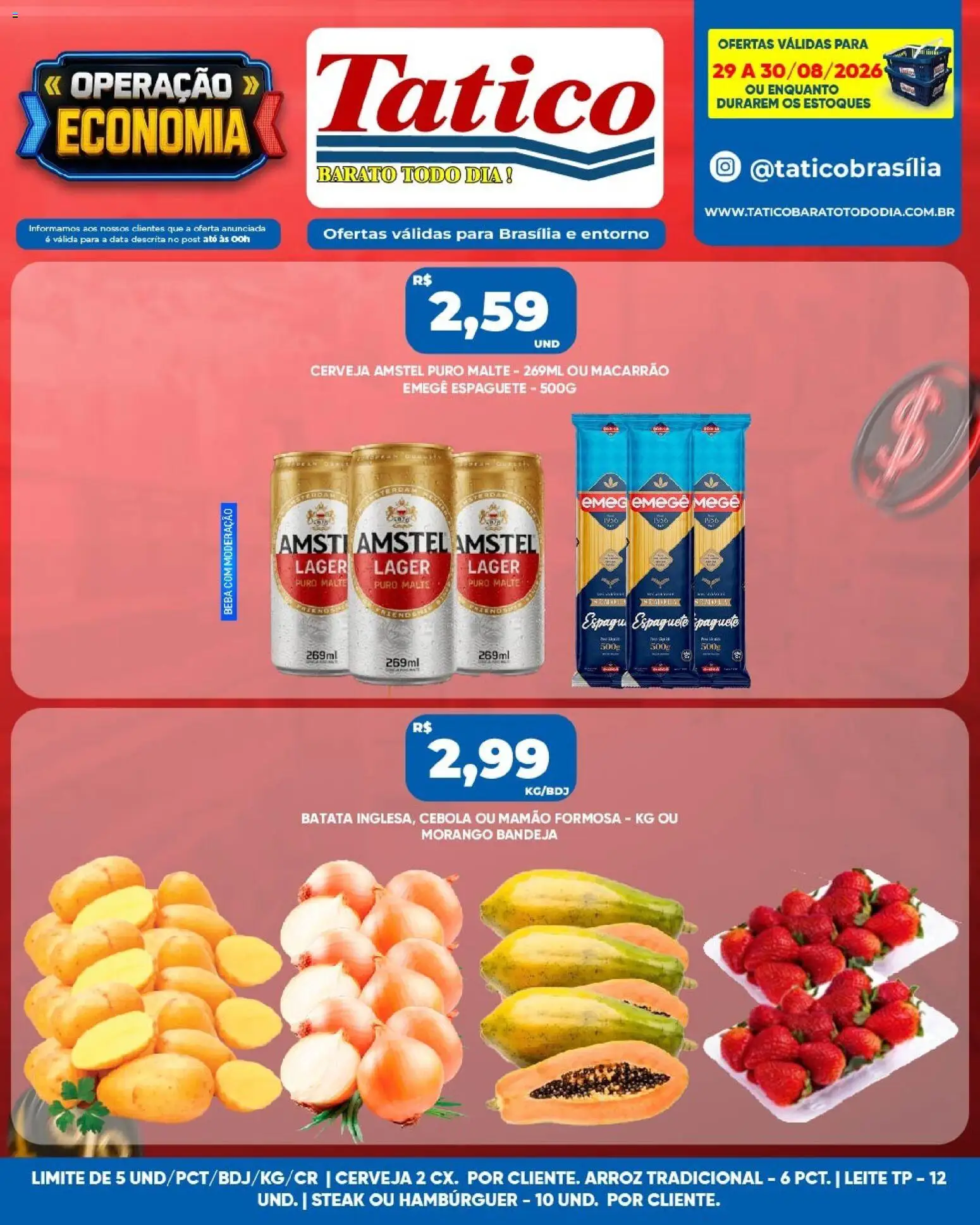 Tatico Folheto - válido de 31/08/2026 | Página: 19 | Produtos: Espaguete, Steak, Arroz, Hambúrguer