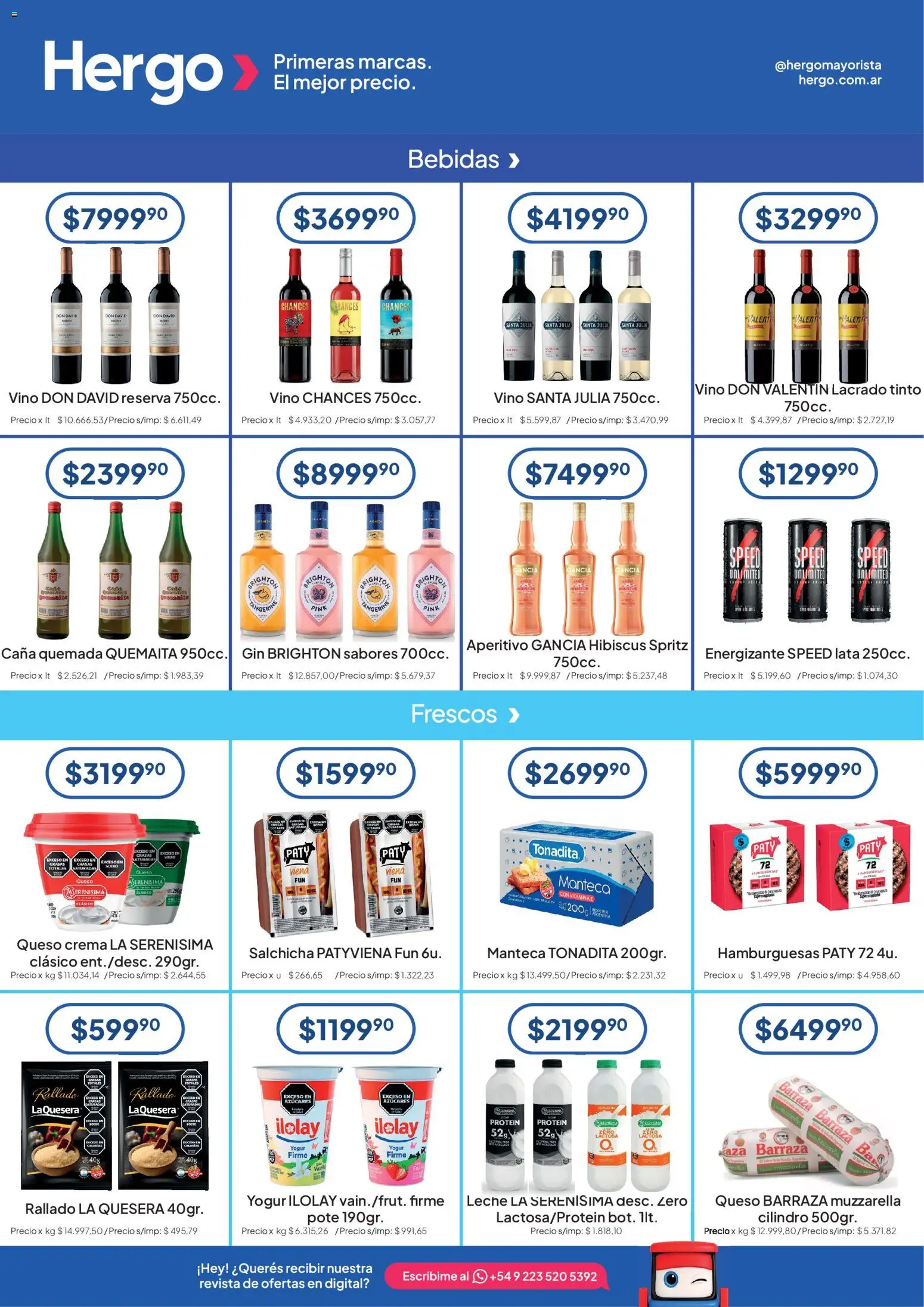 Hergo catálogo │ válido desde el 26/08/2026 | Página: 3 | Productos: Muzzarella, Gin, Yogur, Crema