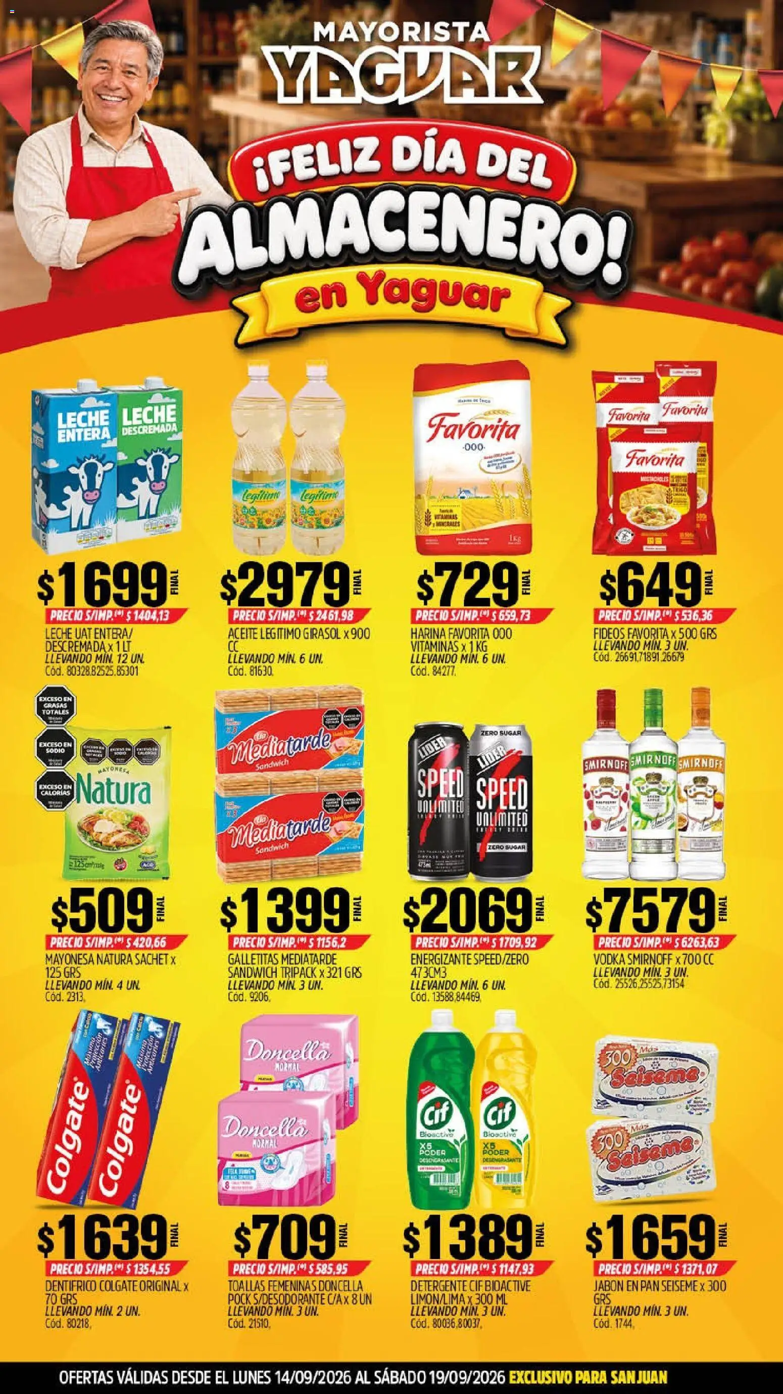 Yaguar - Oferta Semanal San Juan │ válido desde el 14/09/2026 | Página: 1 | Productos: Vitaminas, Galletitas, Aceite, Leche