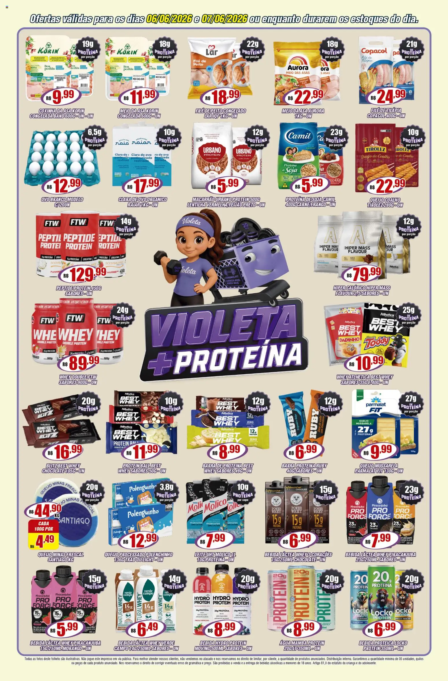 Violeta Supermercados Folheto - válido de 06.06.2026 | Página: 4 | Produtos: Leite, Queijo coalho, Bebida, Soja