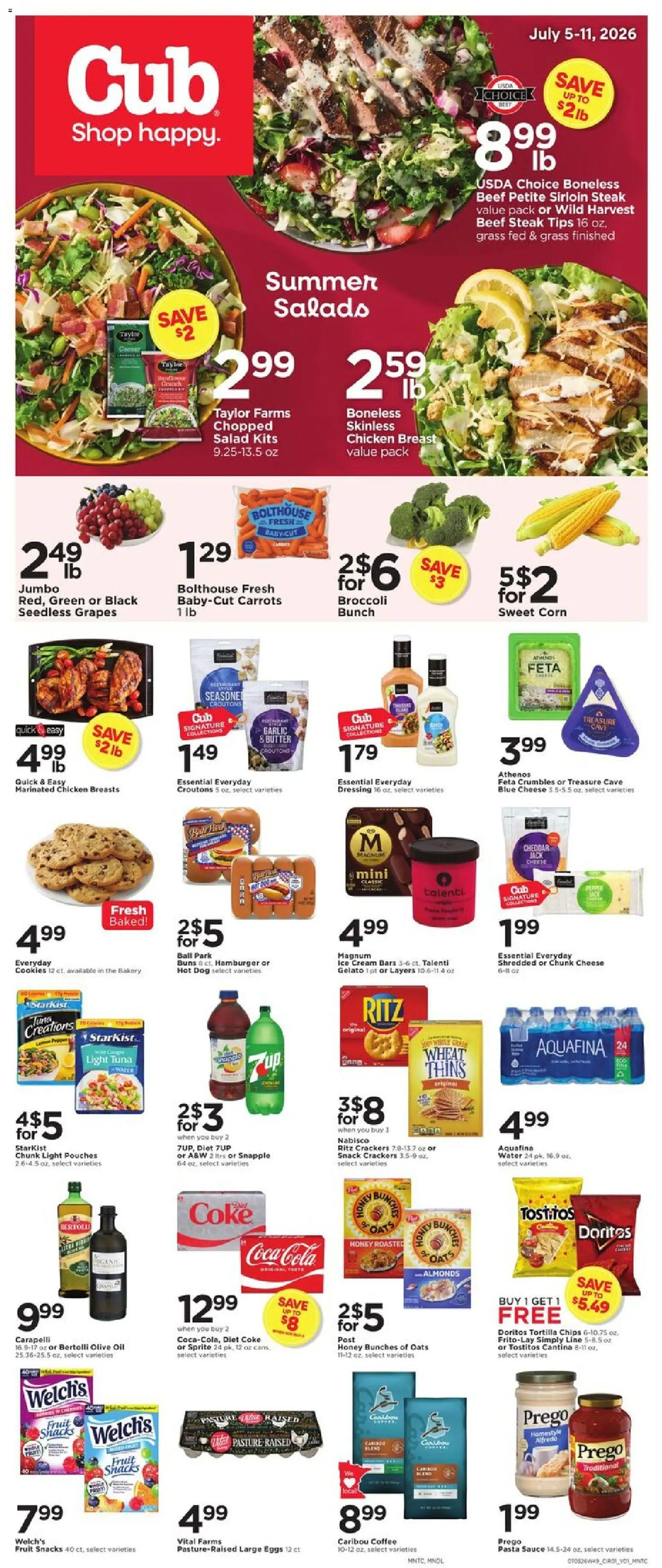 Cub Foods Weekly Ad - valid from 07/05/2026 | Page: 1 | Products: Oil, Chips, Cream, Salad