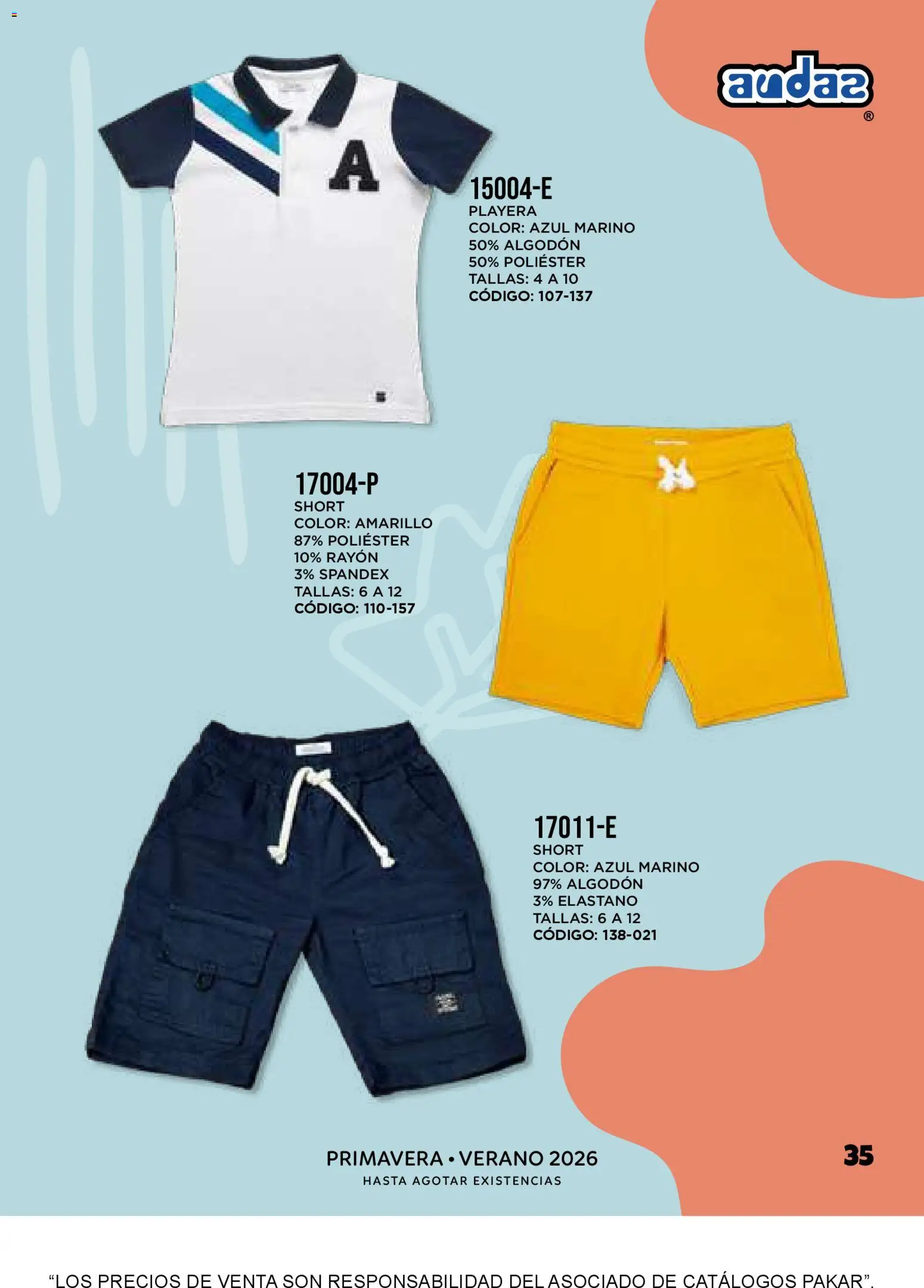 Nuevas ofertas de SC Pakar válidas en toda la República Mexicana desde el 30/01/2026. ¡Encuentra las mejores ofertas en SC Pakar catálogo Audas! | Página: 35 | Productos: Algodón, Playera, Short