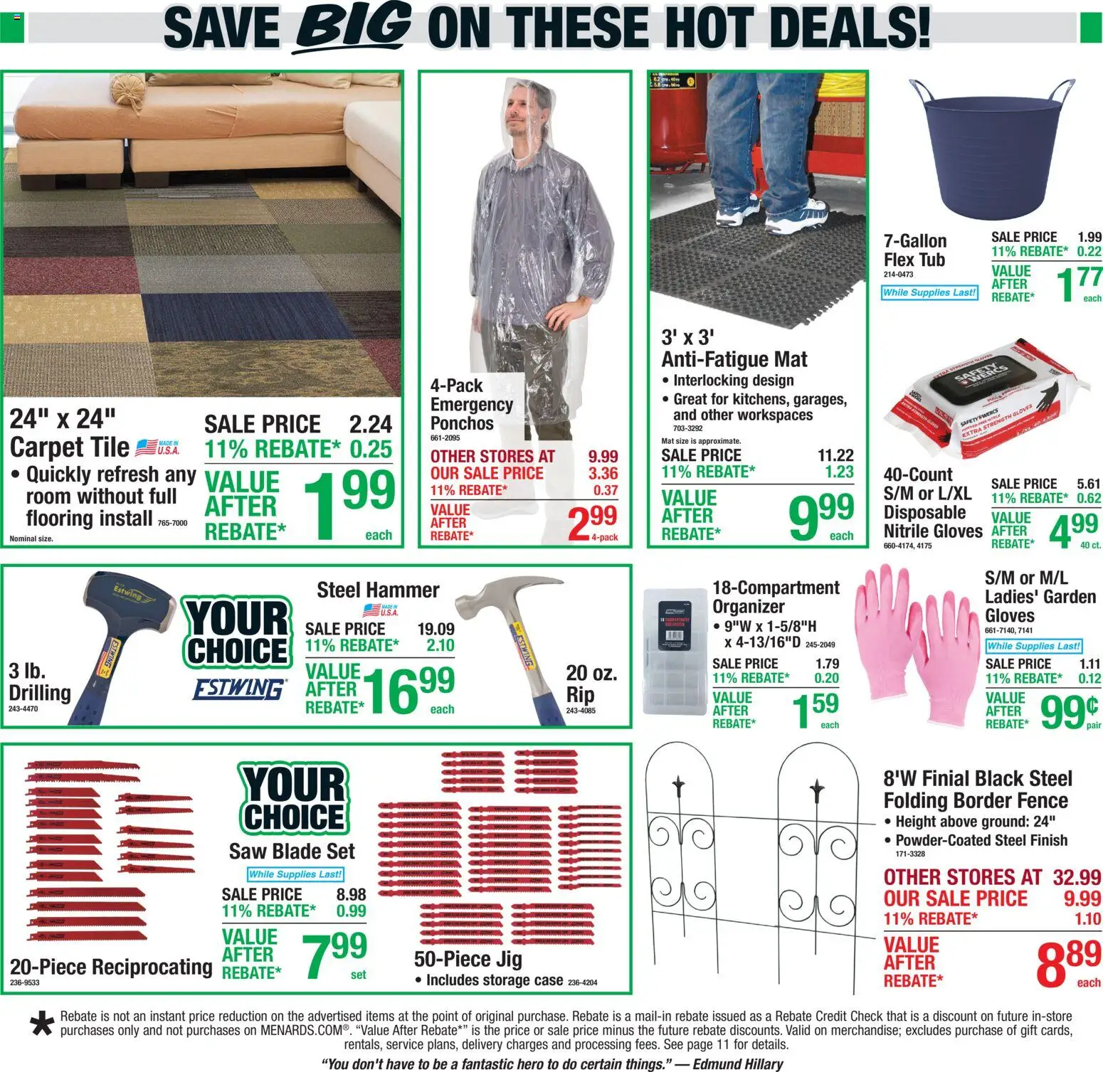 Menards Weekly Ad - valid from 18.06.2026 | Page: 2 | Products: Saw, Hammer, Gloves, Case