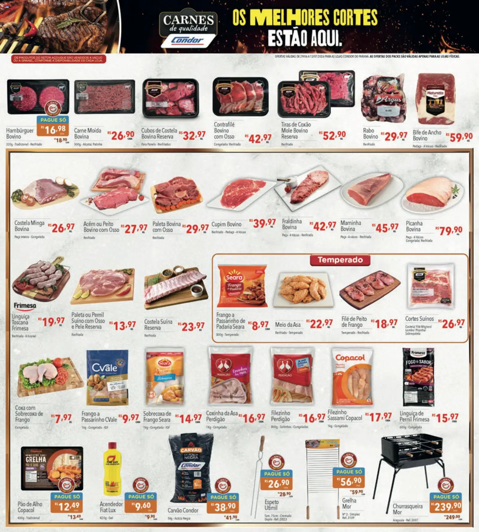 Supermercados Condor Folheto - válido de 29/06/2026 | Página: 18 | Produtos: Panela, Pao de alho, Acém, Churrasqueira