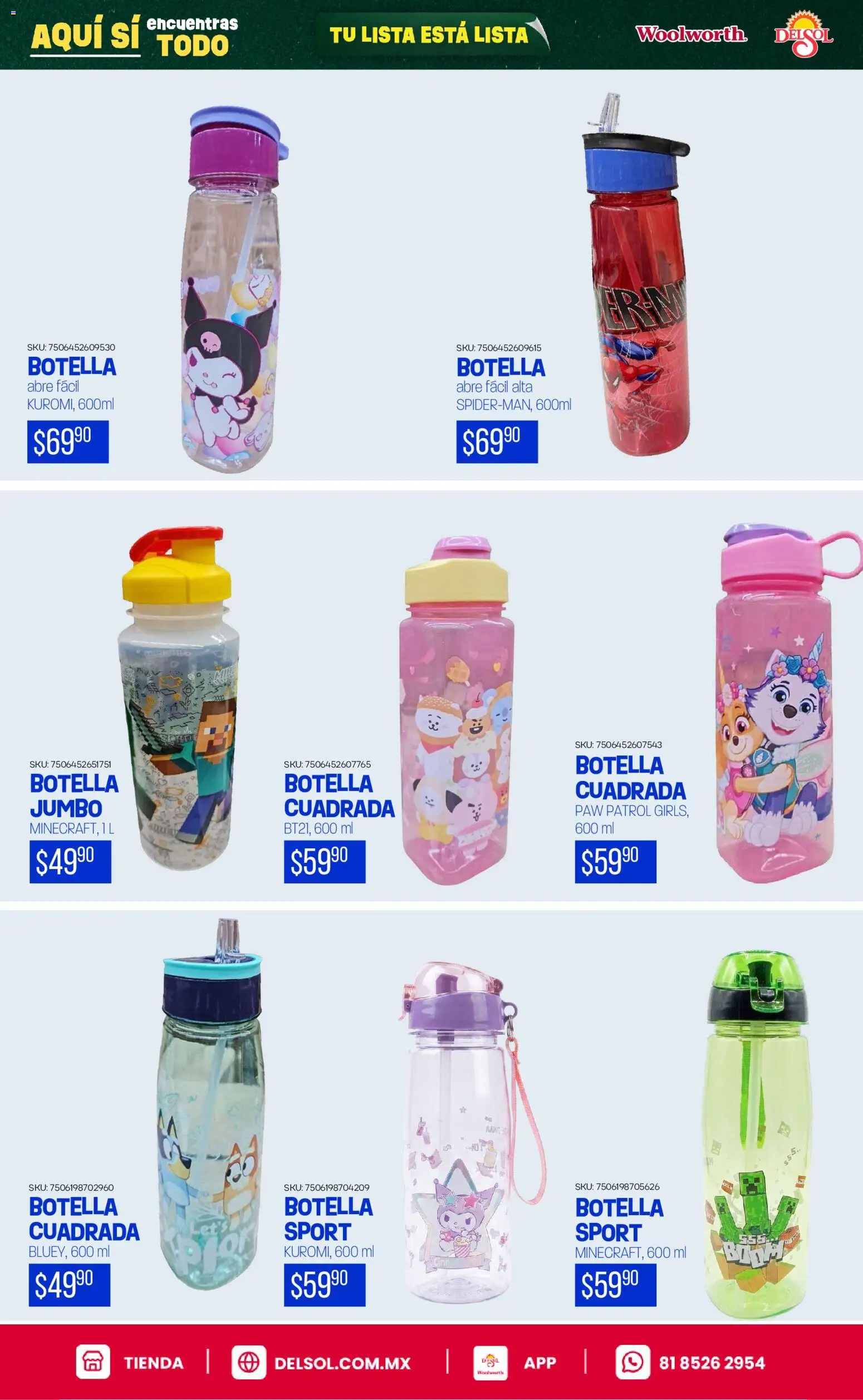 Nuevas ofertas de Del Sol y Woolworth válidas en toda la República Mexicana desde el 25/06/2026. ¡Encuentra las mejores ofertas en Del Sol y Woolworth catálogo Back To School! | Página: 78 | Productos: Botella