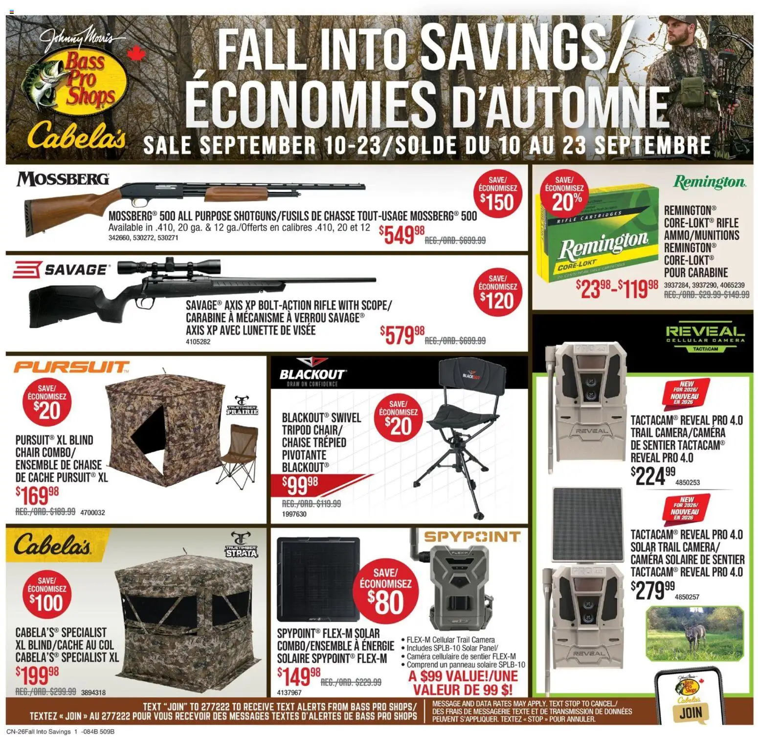 Cabelas flyer valid from Sep 10, 2026 | Page: 1 | Products: Camera, Chair