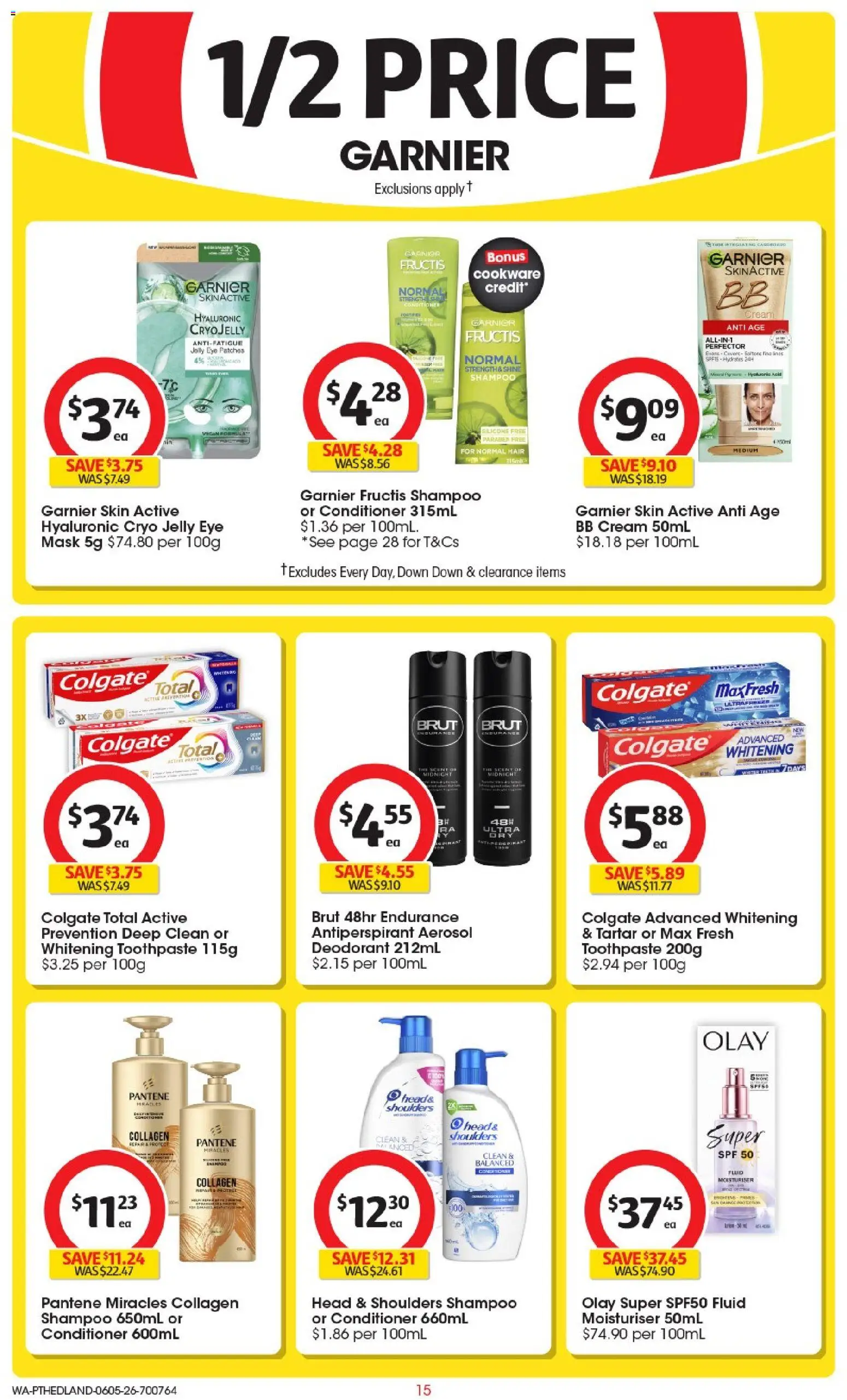 Coles catalogue - valid from 06.05.2026 | Page: 15 | Products: Shampoo, Conditioner, Antiperspirant, Toothpaste