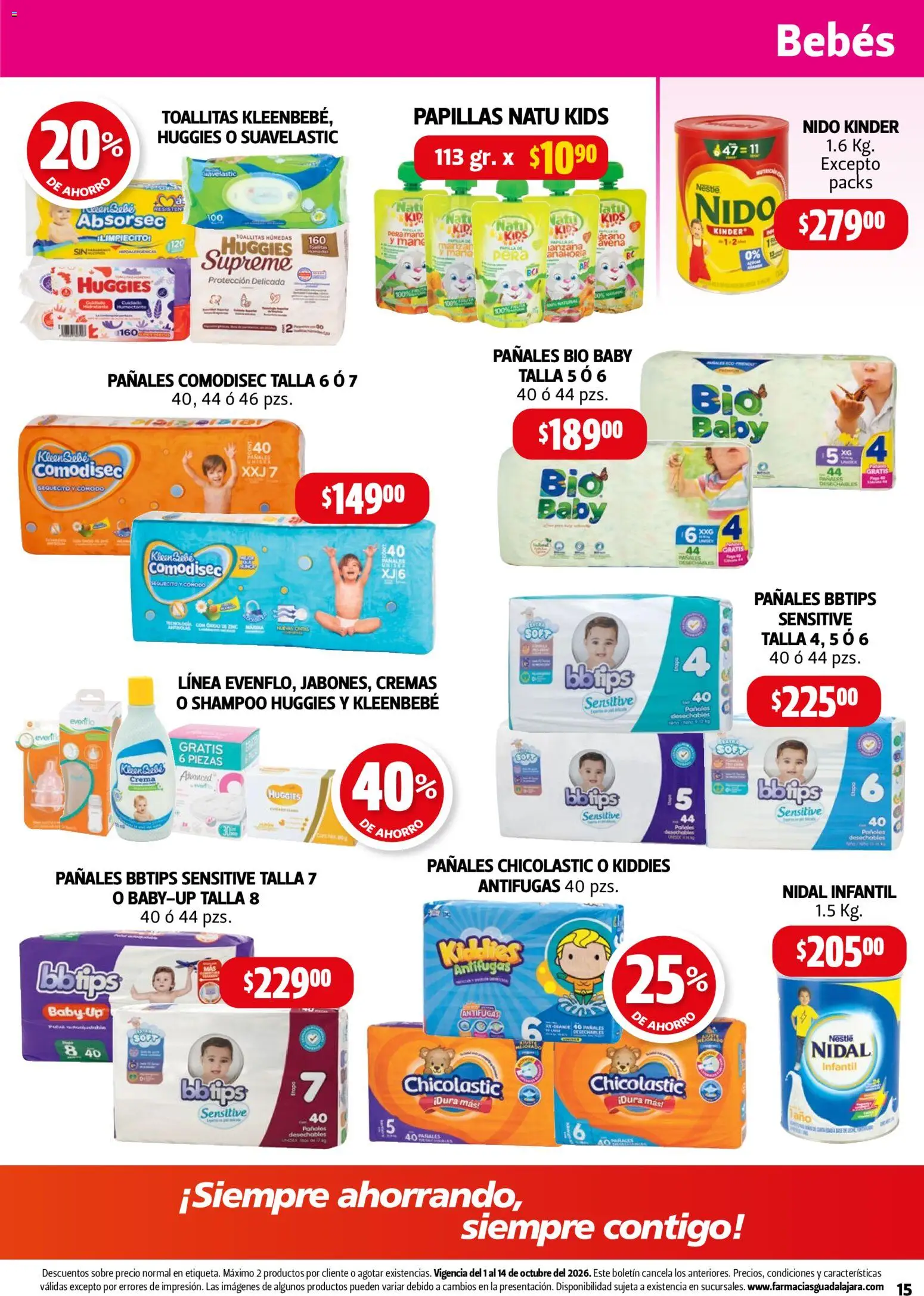 Nuevas ofertas de Farmacia Guadalajara válidas en toda la República Mexicana desde el 01/10/2026. ¡Encuentra las mejores ofertas en Farmacia Guadalajara catálogo! | Página: 15 | Productos: Avena, Crema, Shampoo, Pañales