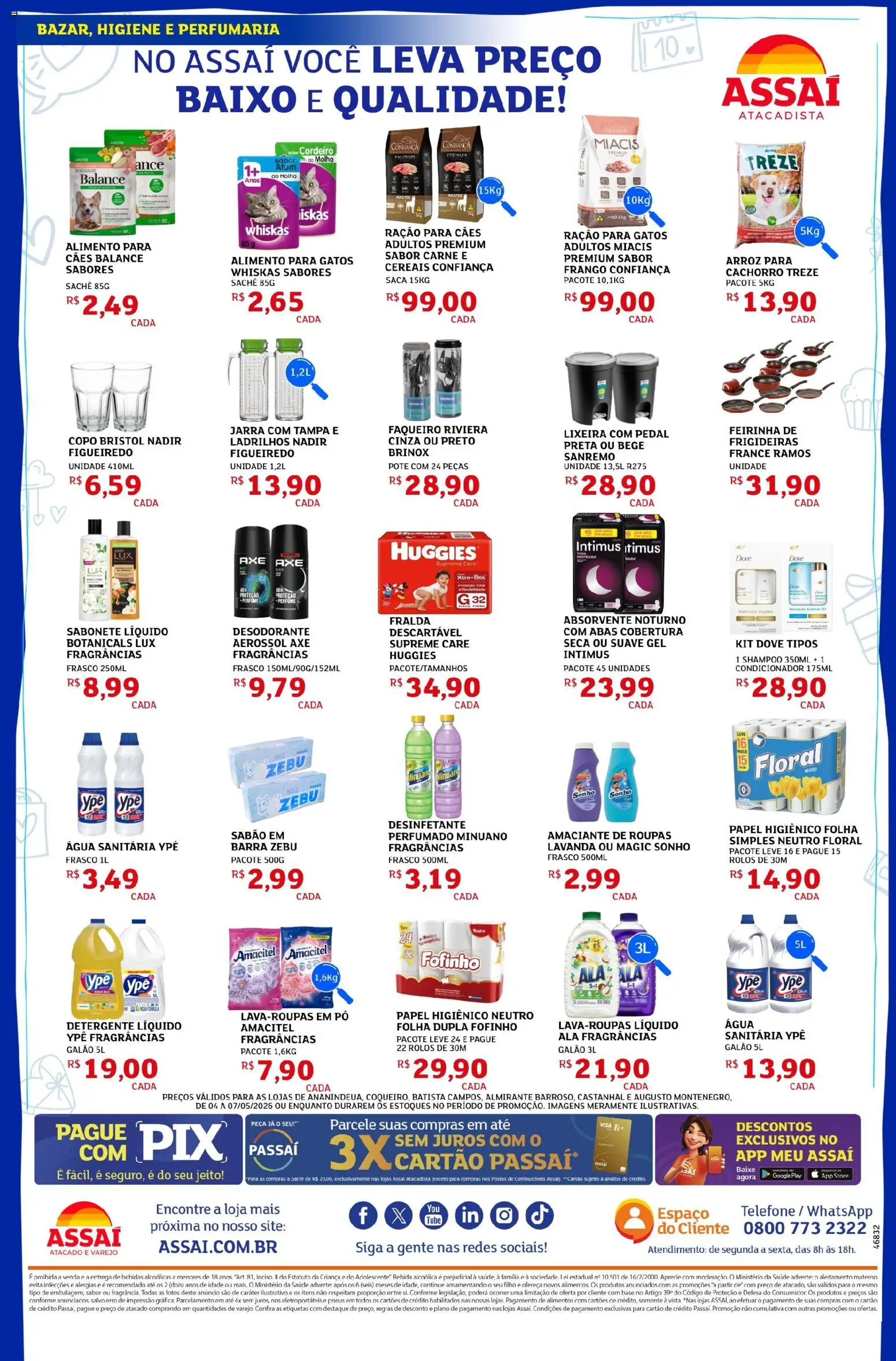 Assaí Atacadista Folheto - válido de 04.05.2026 | Página: 4 | Produtos: Lixeira, Sabonete, Bebida, Atum