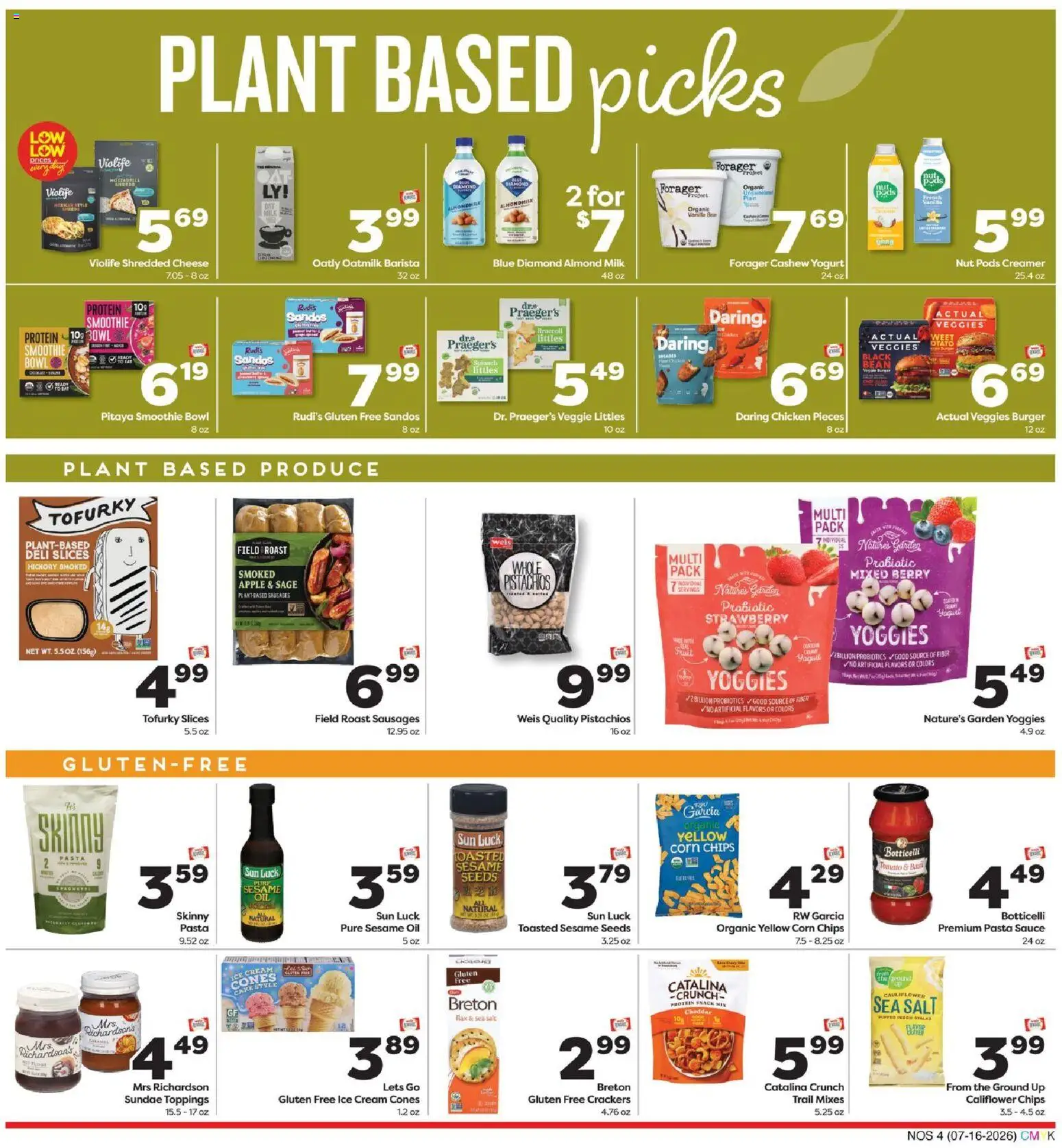 Weis Natural Living - valid from 07/16/2026 | Page: 4 | Products: Yogurt, Cream, Ice cream, Sauce