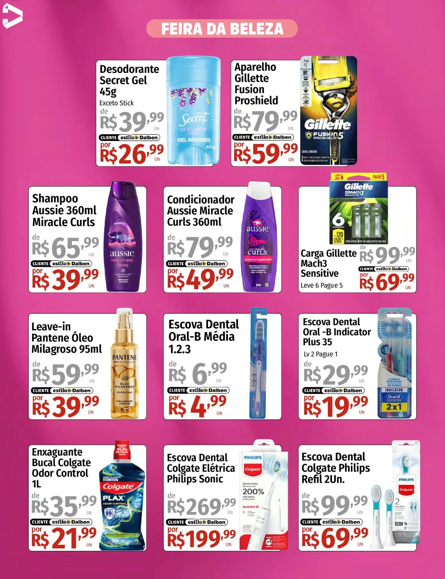 Supermercado Dalben Folheto - válido de 08.05.2026 | Página: 3 | Produtos: Shampoo, Condicionador, Desodorante, Óleo