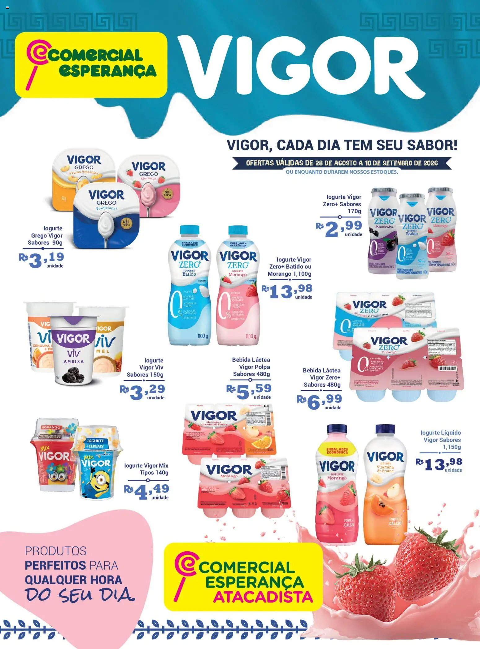 Comercial Esperança Folheto - válido de 28/08/2026 | Página: 1 | Produtos: Iogurte, Cereais, Cálcio, Ameixa