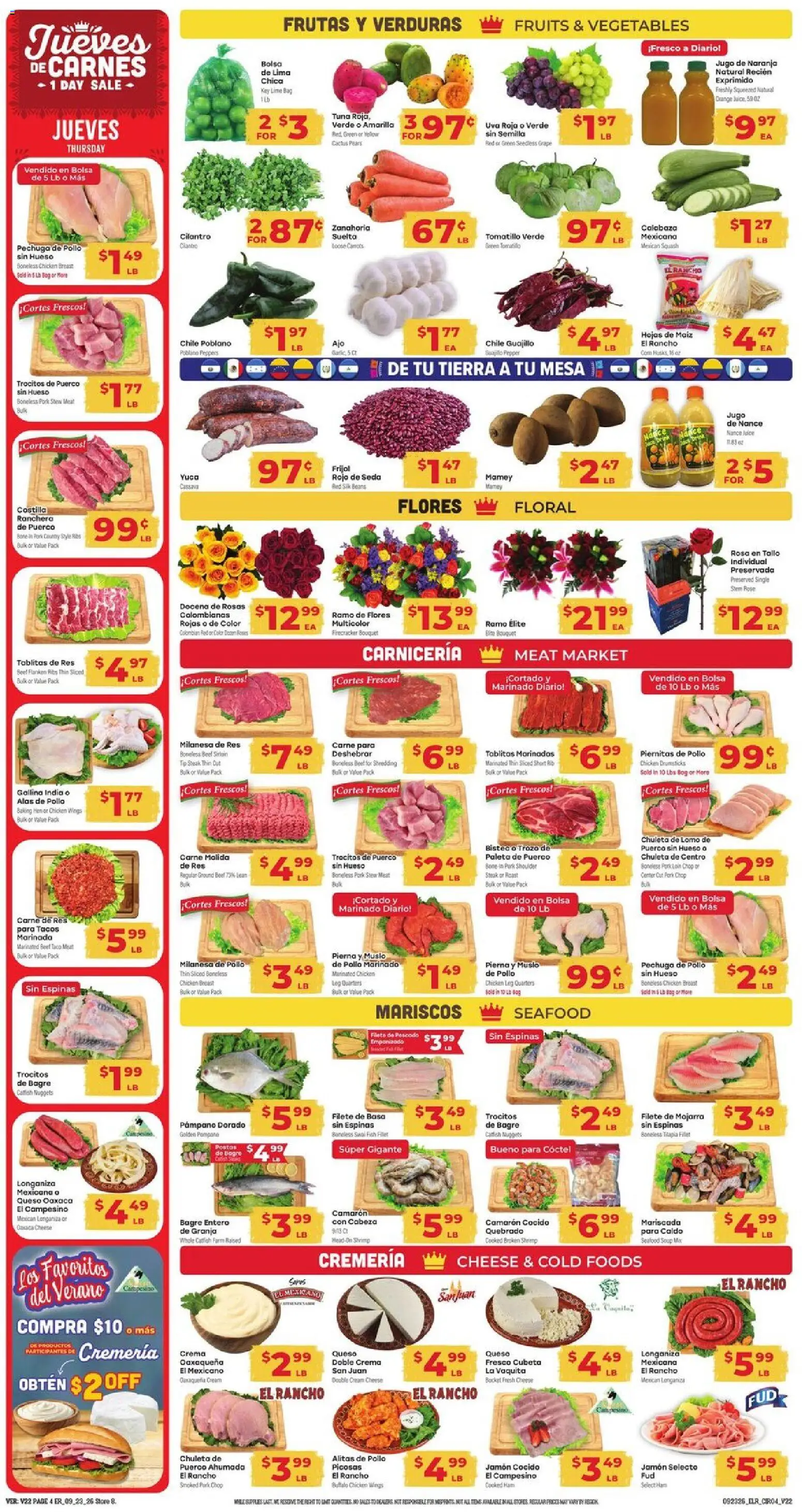 El Rancho Weekly Ad - valid from 09/23/2026 | Page: 4 | Products: Chicken, Vegetables, Fruits, Pepper