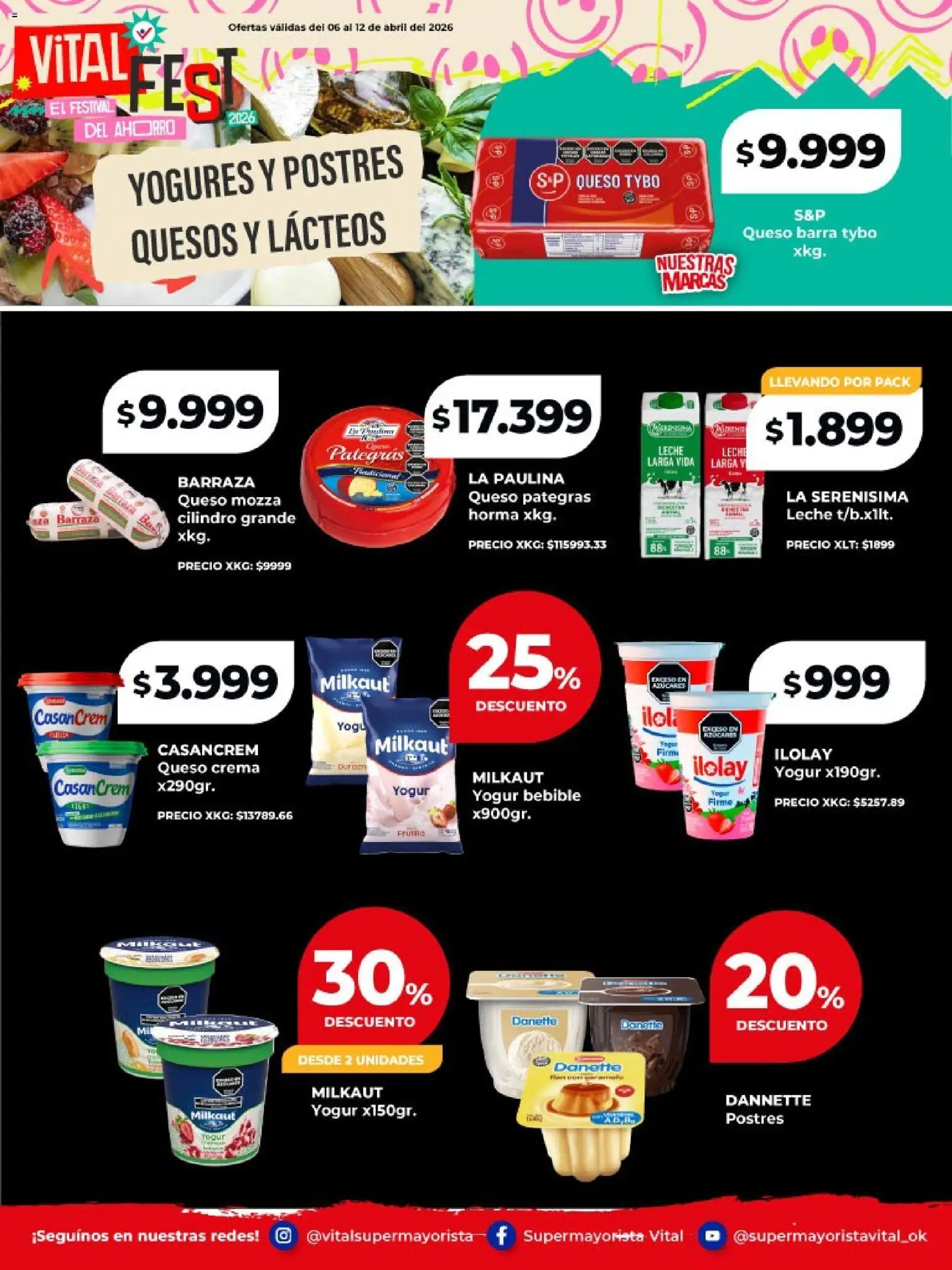 Vital - Especial de frescos │ válido desde el 06/04/2026 | Página: 3 | Productos: Frutilla, Queso crema, Leche, Queso