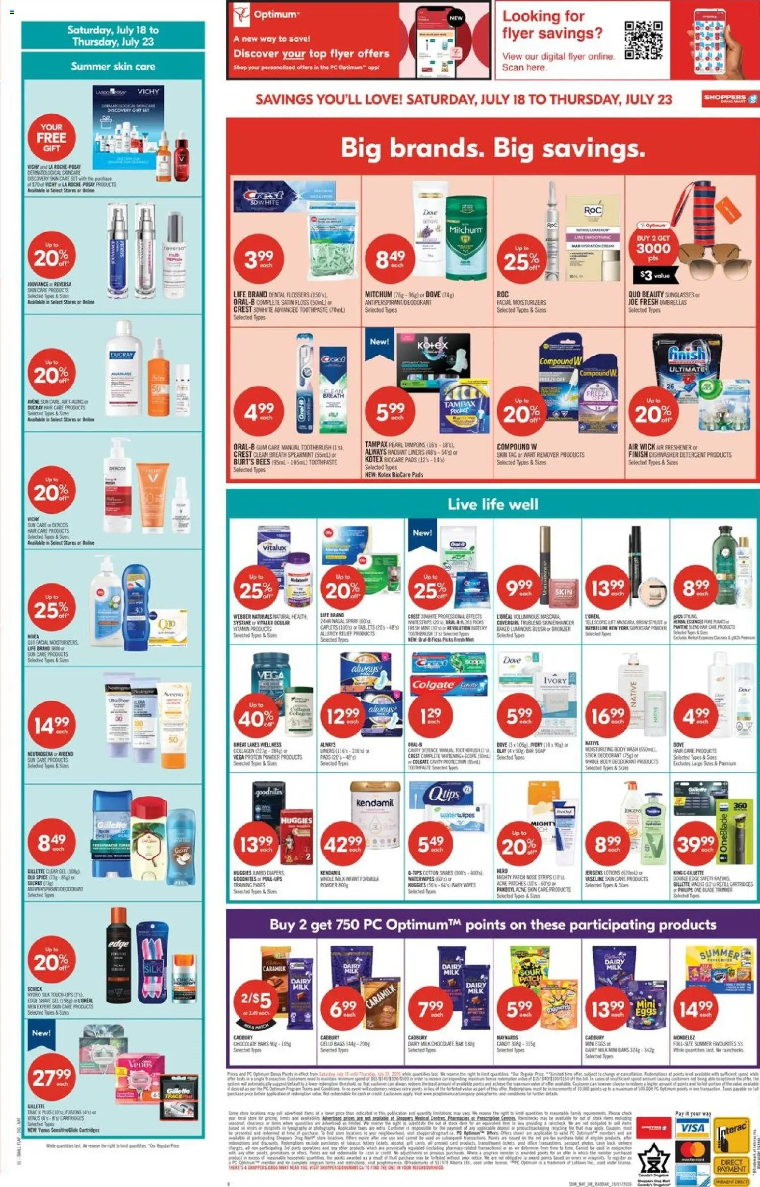 Shoppers flyer valid from Jul 17, 2026 | Page: 2 | Products: PC, Tampons, Toothpaste, Cotton swabs