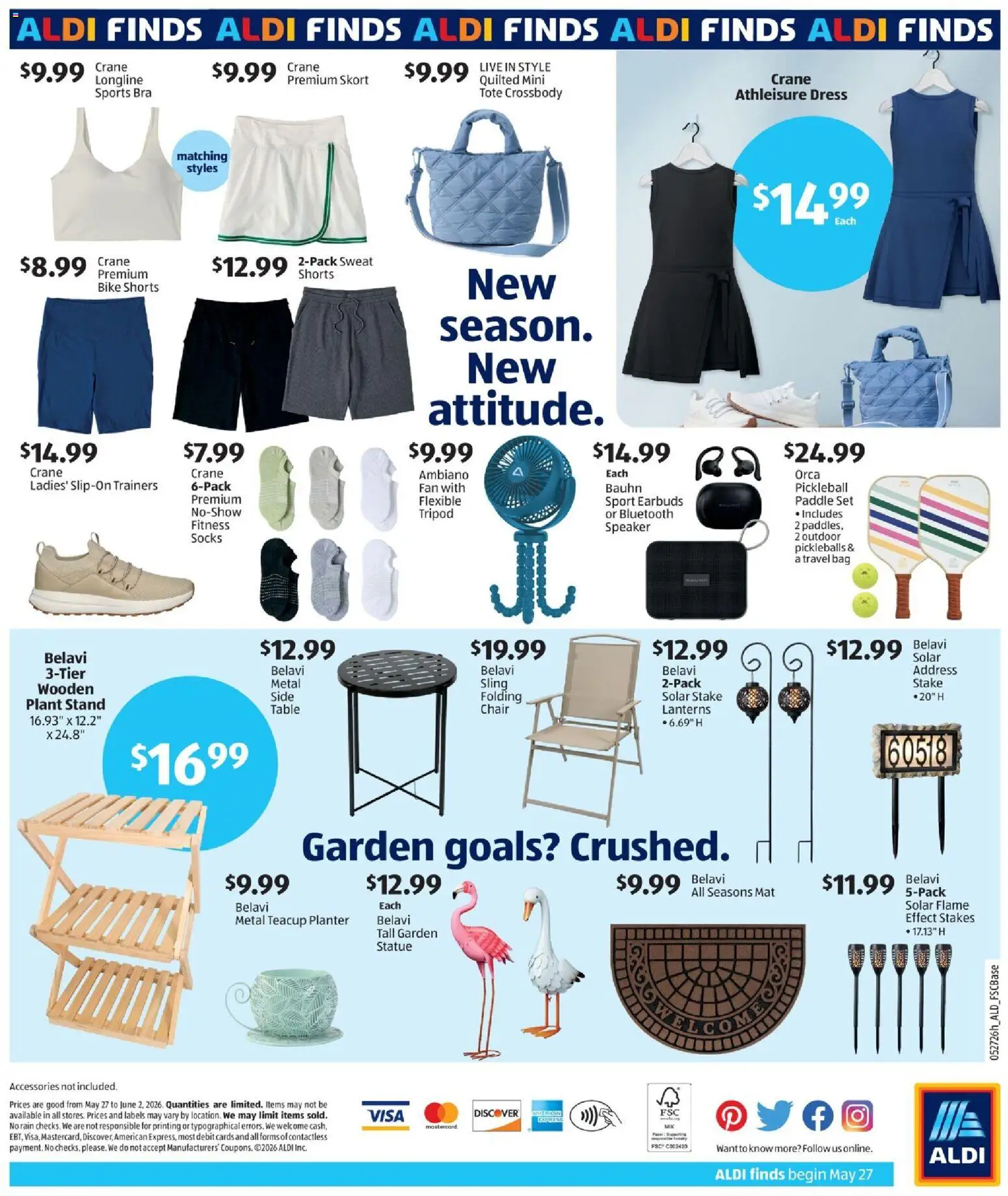 Aldi In Store Ad - valid from 27.05.2026 | Page: 2 | Products: Shorts, Bra, Socks, Speaker