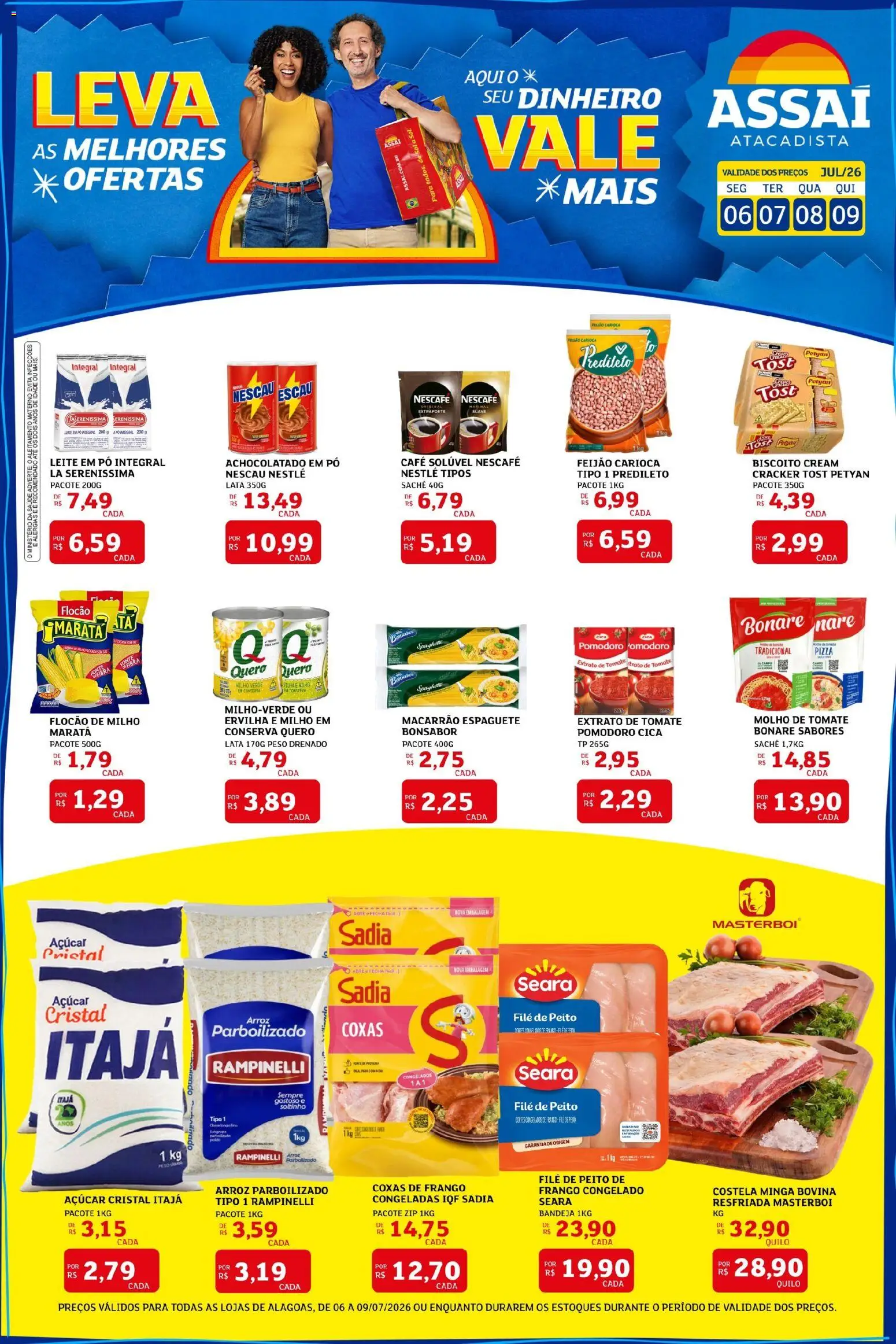 Assaí Atacadista Folheto - válido de 06/07/2026 | Página: 1 | Produtos: Feijão, Biscoito, Pizza, Arroz