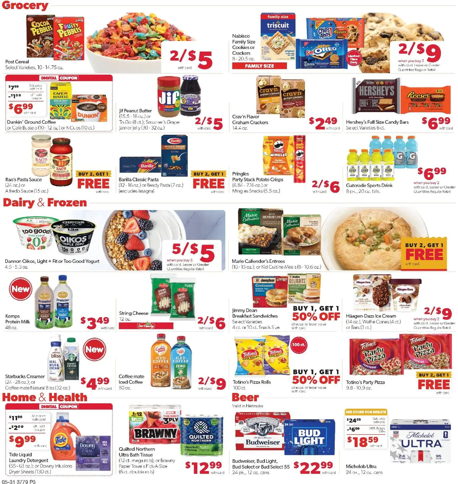Family Fare Weekly Ad - NE - valid from 31.05.2026 | Page: 3 | Products: Butter, Yogurt, Pizza, Cream