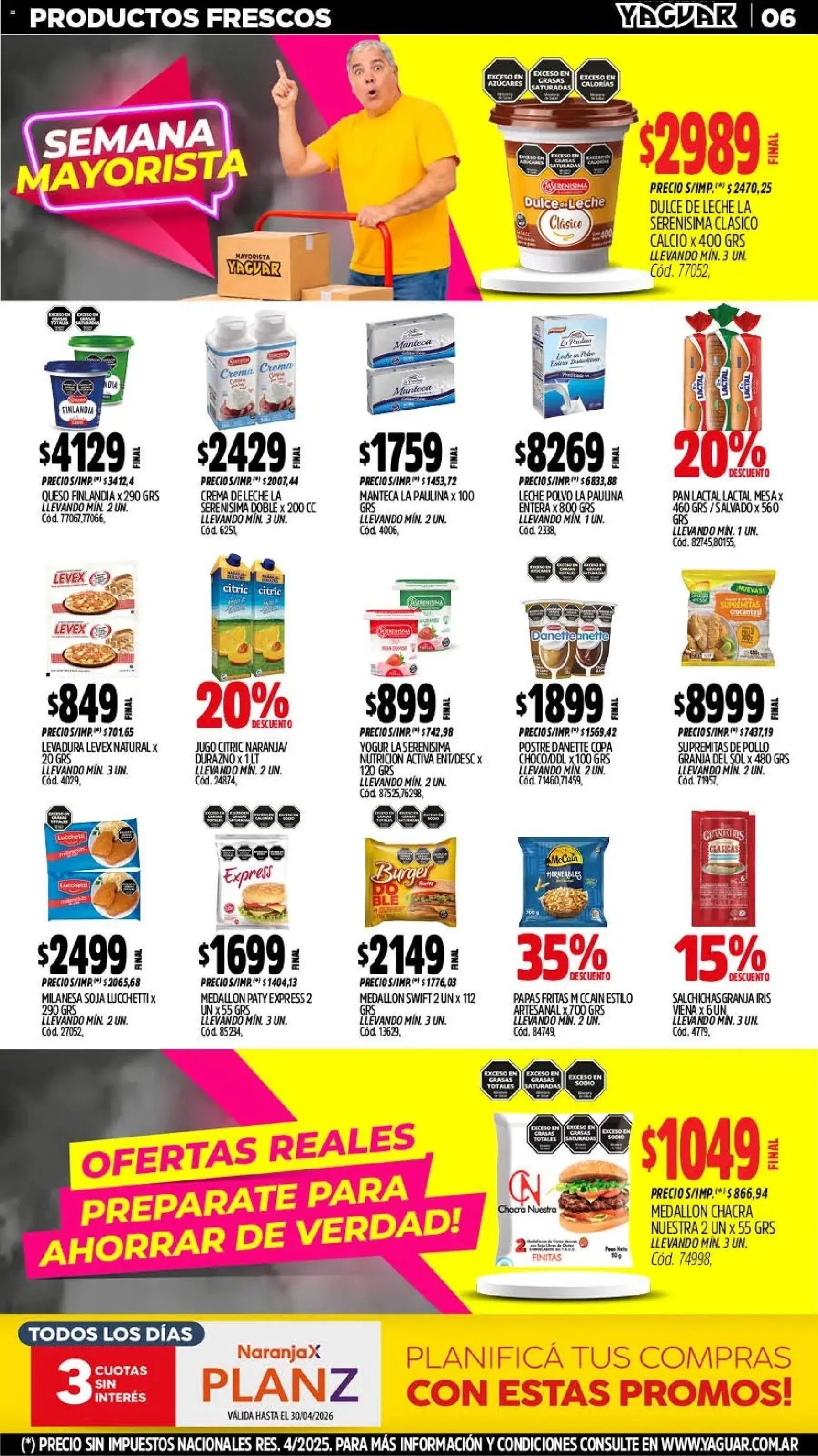 Yaguar - Oferta Semanal Mar del Plata │ válido desde el 18.05.2026 | Página: 6 | Productos: Pollo, Queso, Yogur, Papas fritas