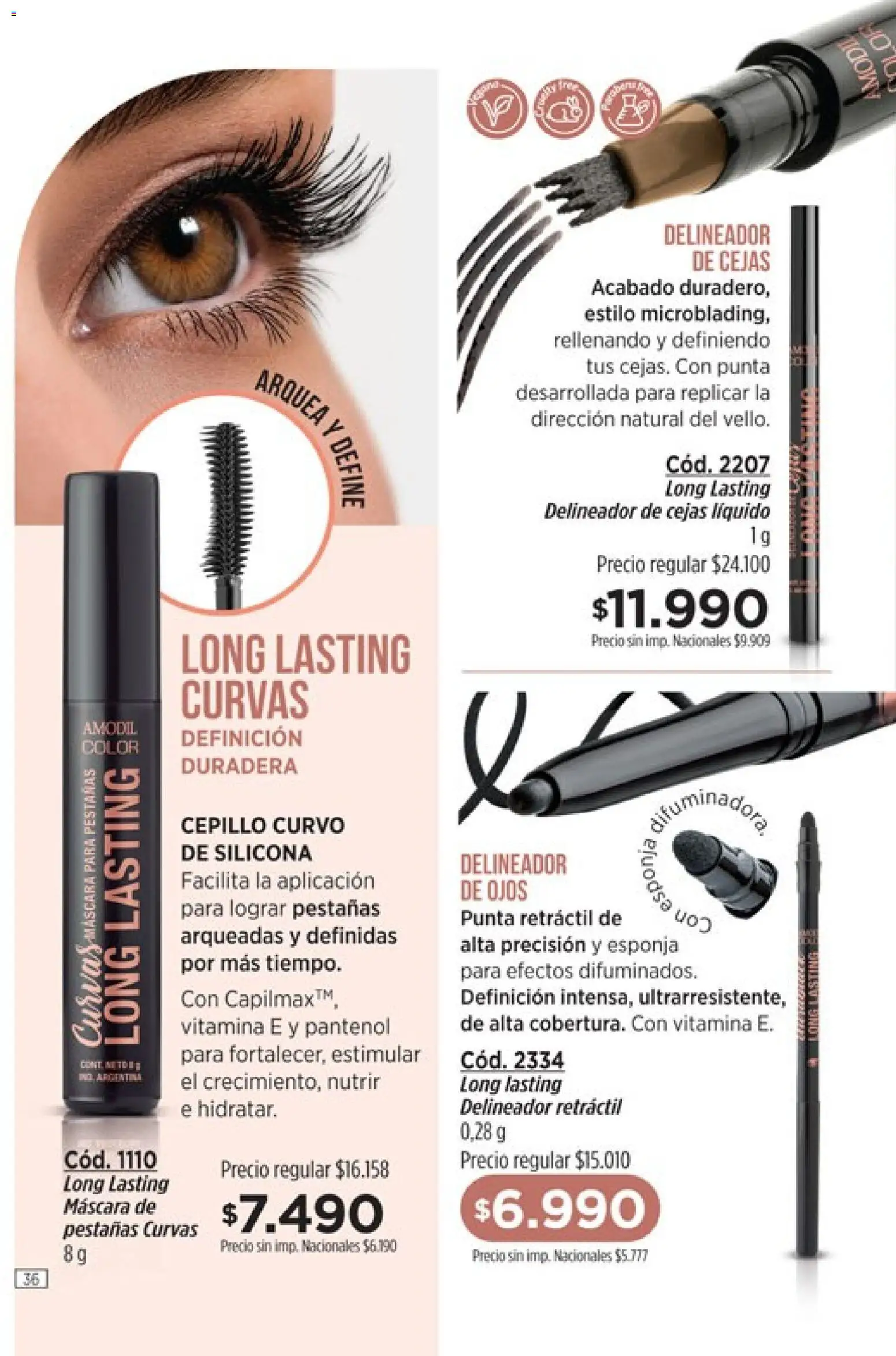 Catálogo Amodil Campaña 12 │ válido desde el 30/06/2026 | Página: 36 | Productos: Cepillo, Máscara, Delineador, Esponja