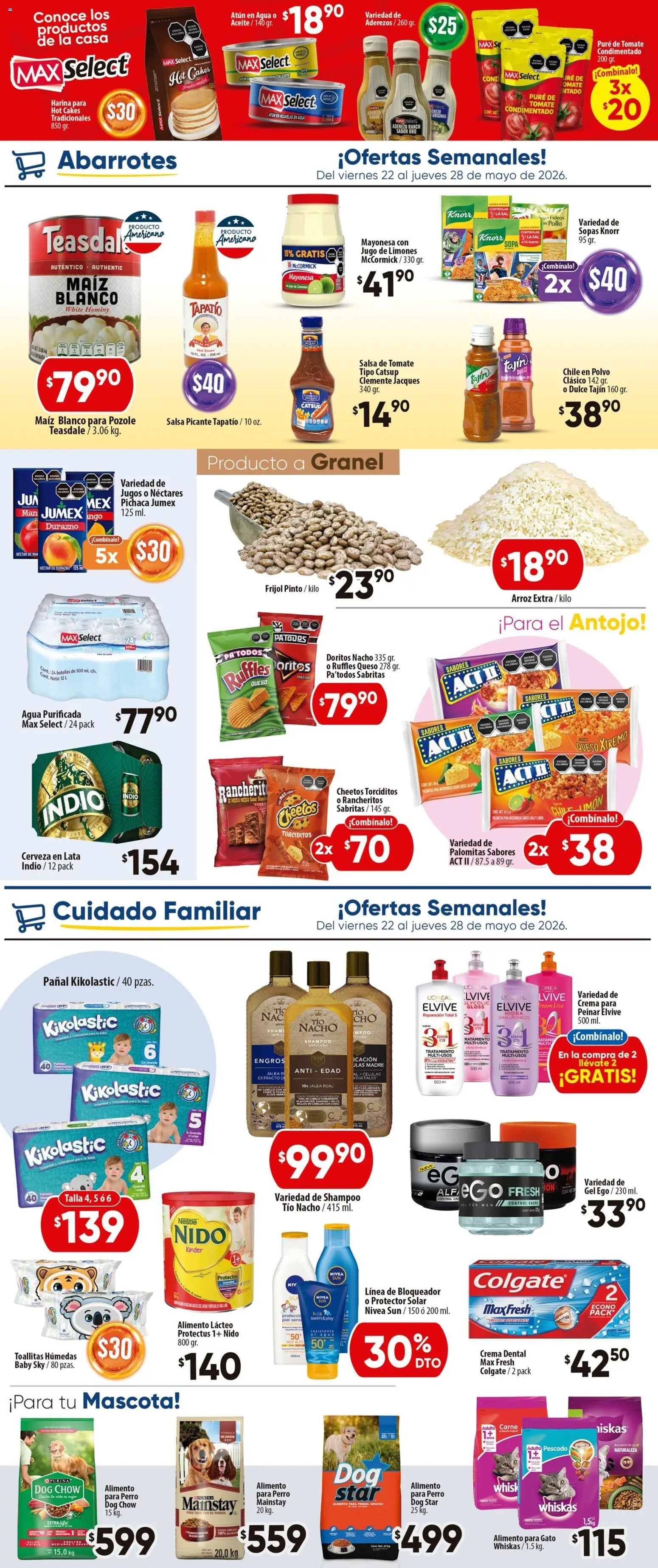 Nuevas ofertas de Calimax válidas en toda la República Mexicana desde el 22.05.2026. ¡Encuentra las mejores ofertas en Calimax folleto Rosarito! | Página: 5 | Productos: Agua, Hojuelas, Salsa de tomate, Polvo