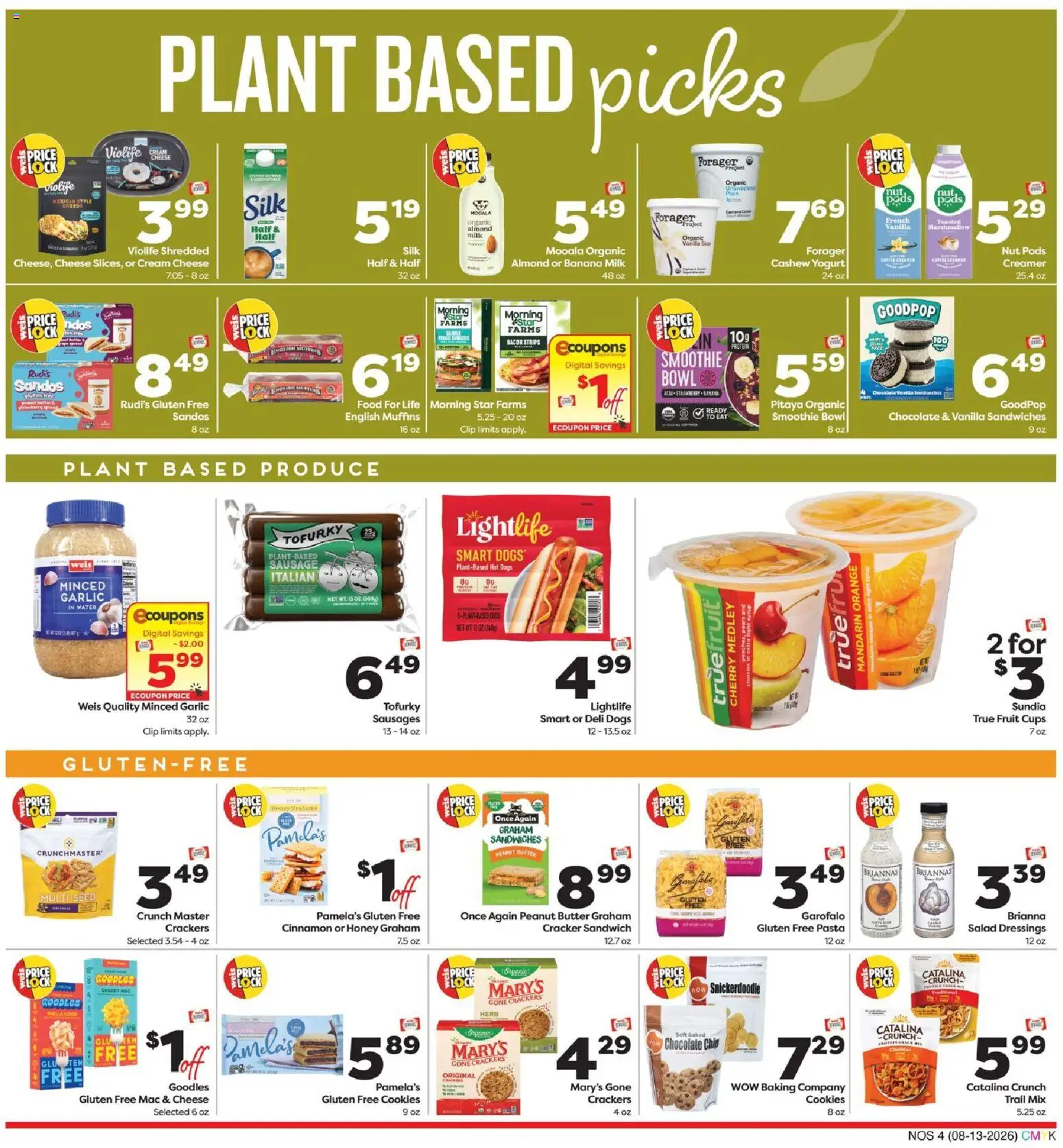 Weis Natural & Living - valid from 08/13/2026 | Page: 4 | Products: Cream cheese, Garlic, Smoothie, Hot Dogs