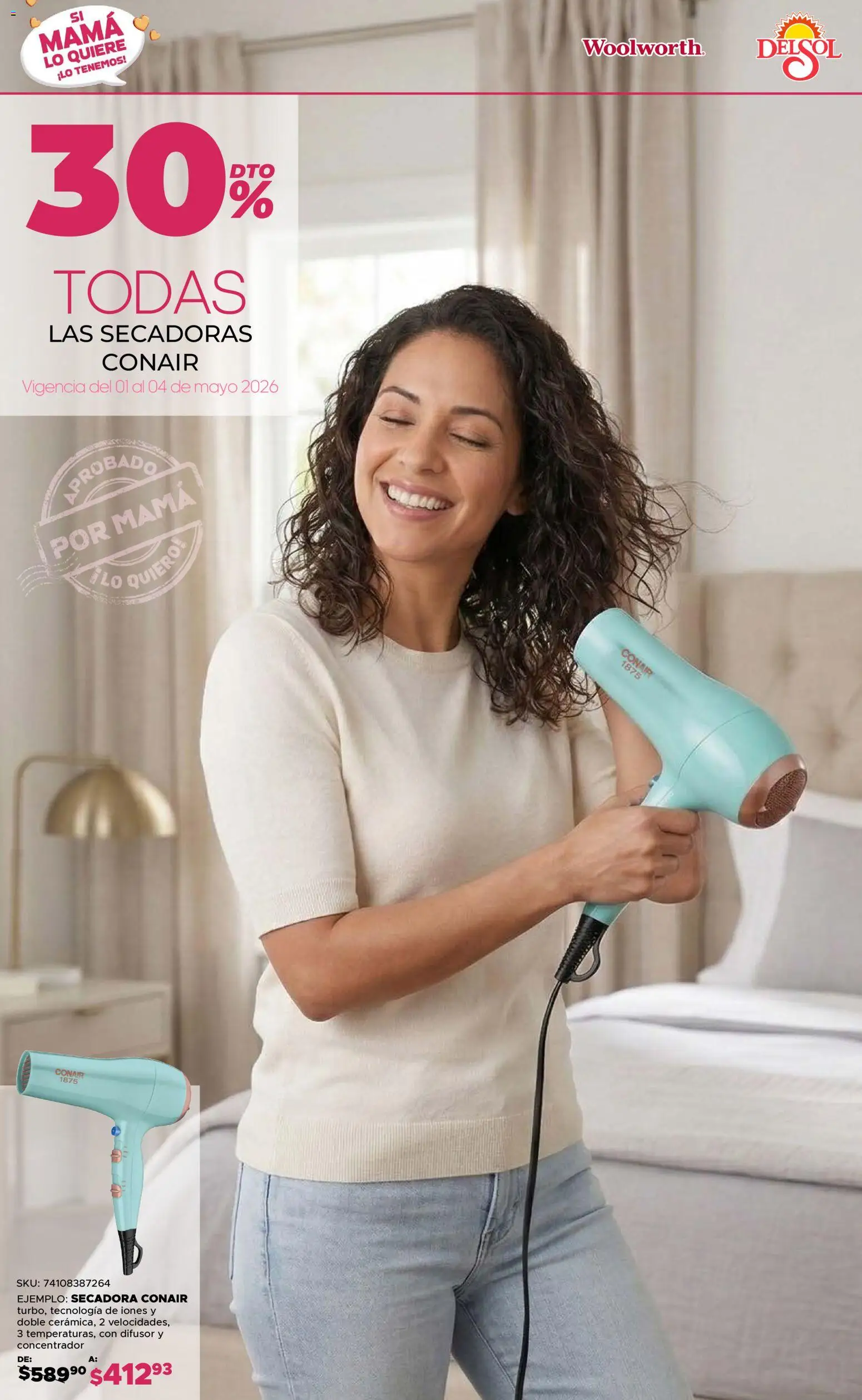 Nuevas ofertas de Del Sol y Woolworth válidas en toda la República Mexicana desde el 01.05.2026. ¡Encuentra las mejores ofertas en Del Sol y Woolworth catálogo! | Página: 16 | Productos: Secadora