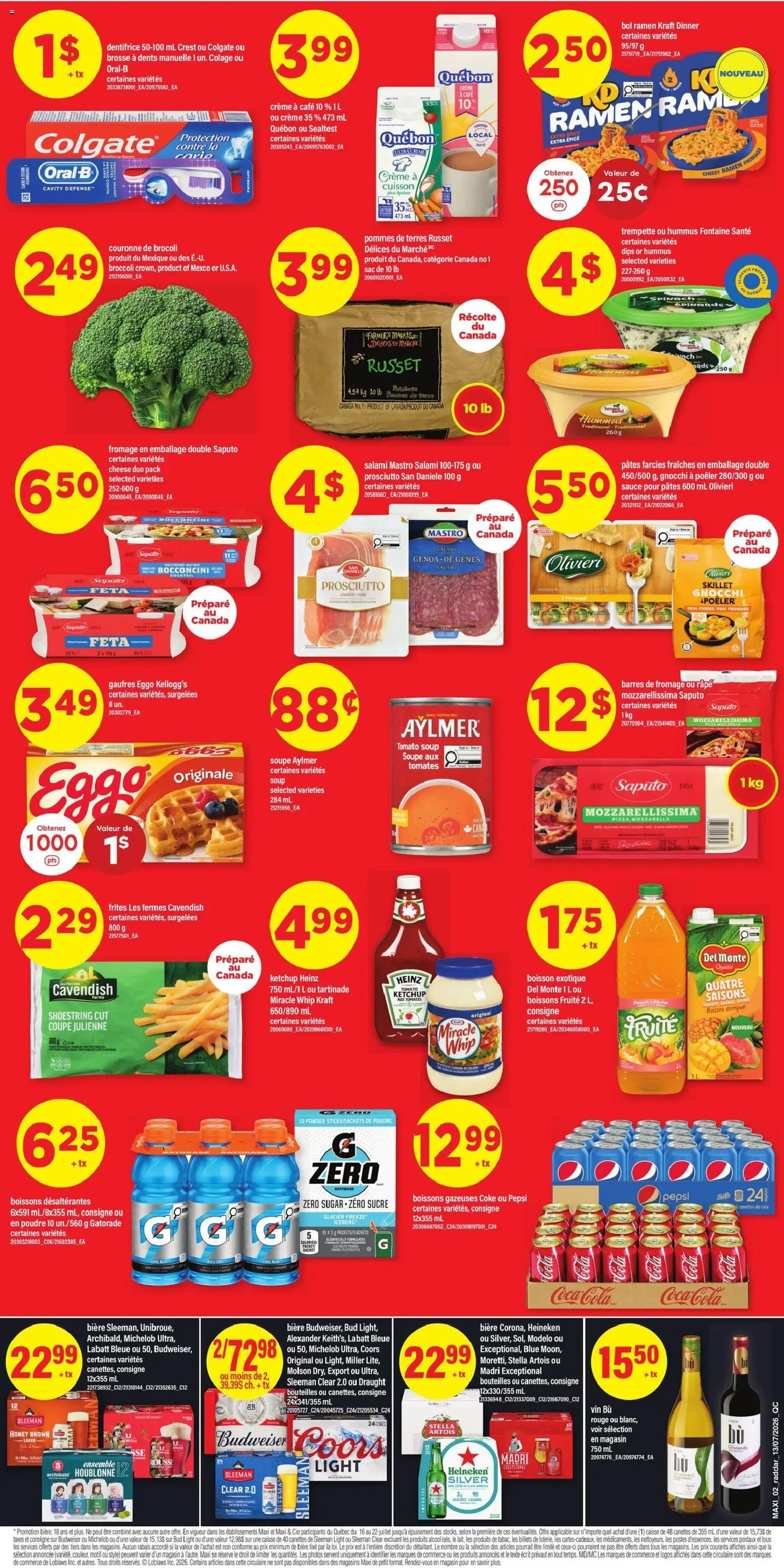 Maxi flyer valid from Jul 16, 2026 | Page: 2 | Products: Sugar, Broccoli, Tomato, Pepsi