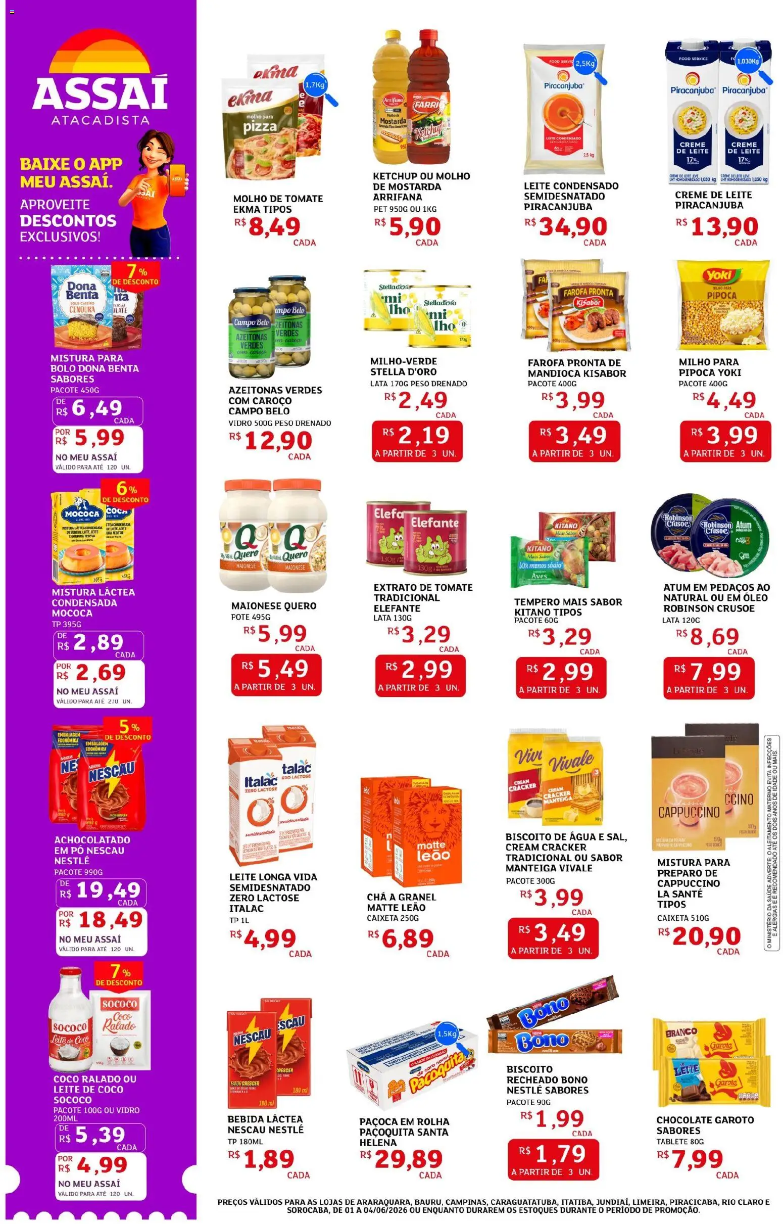 Assaí Atacadista Folheto - válido de 01.06.2026 | Página: 2 | Produtos: Azeitonas, Manteiga, Creme, Creme de leite