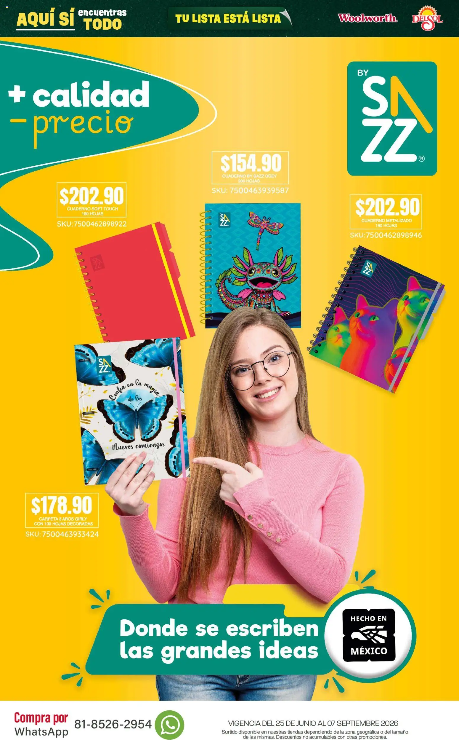 Nuevas ofertas de Del Sol y Woolworth válidas en toda la República Mexicana desde el 25/06/2026. ¡Encuentra las mejores ofertas en Del Sol y Woolworth catálogo Back To School! | Página: 28 | Productos: Cuaderno