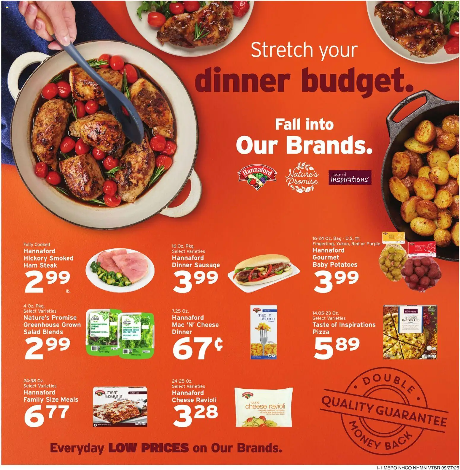 Hannaford Weekly Flyer - valid from 09/27/2026 | Page: 9 | Products: Lettuce, Meat, Sauce, Bag